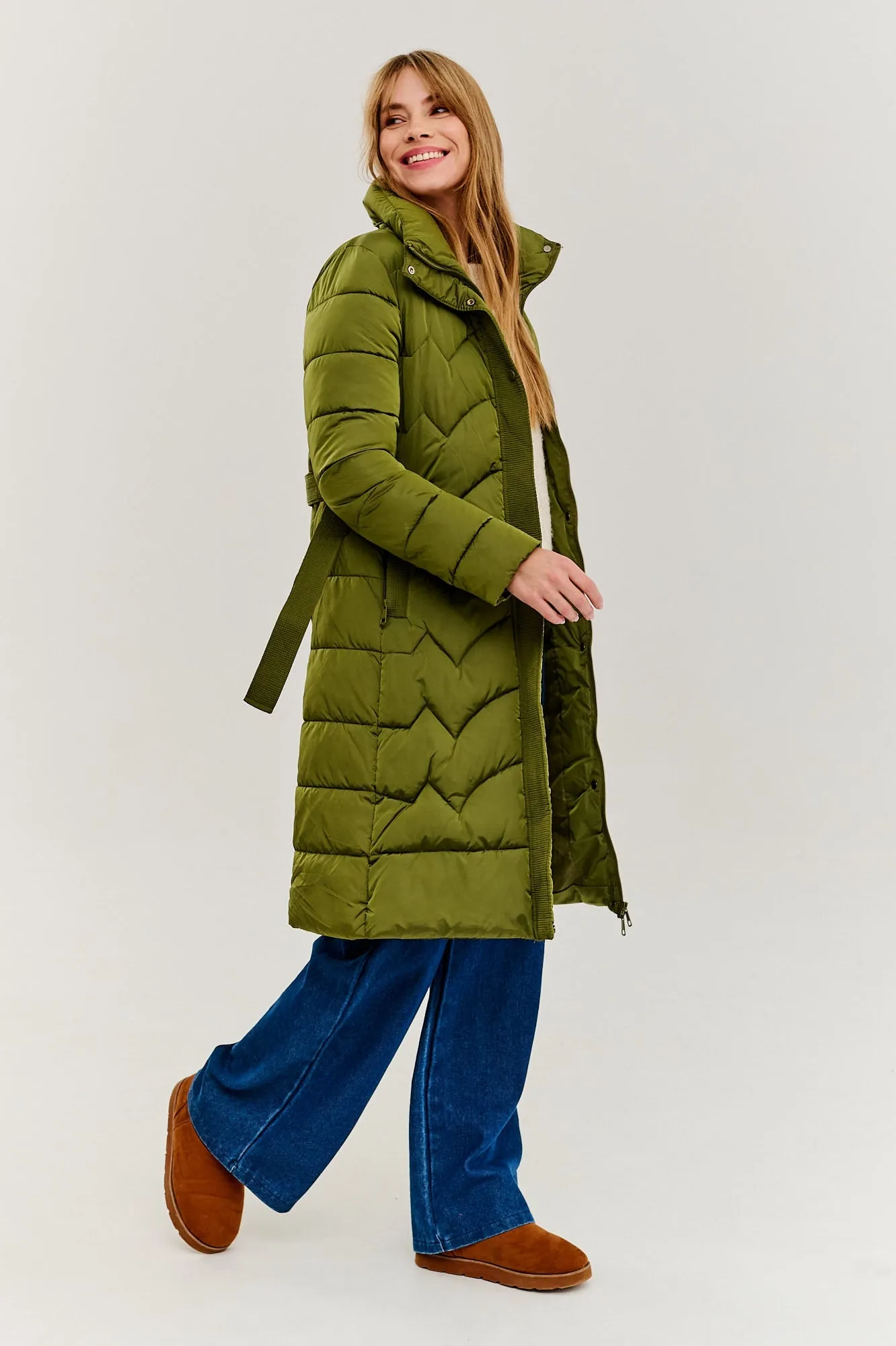 Frosted Pistachio Long Winter Coat