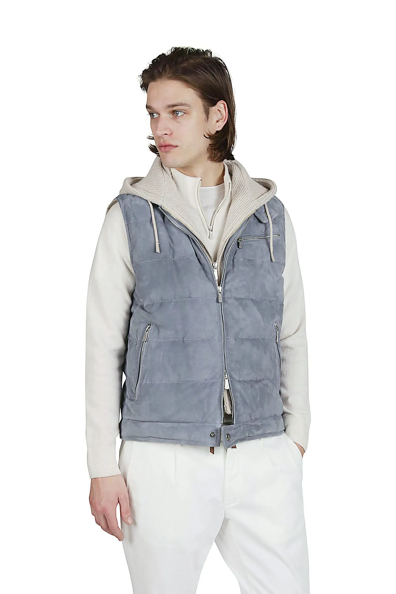 GILET BIMATERICO SUEDE E LANA CASHMERE