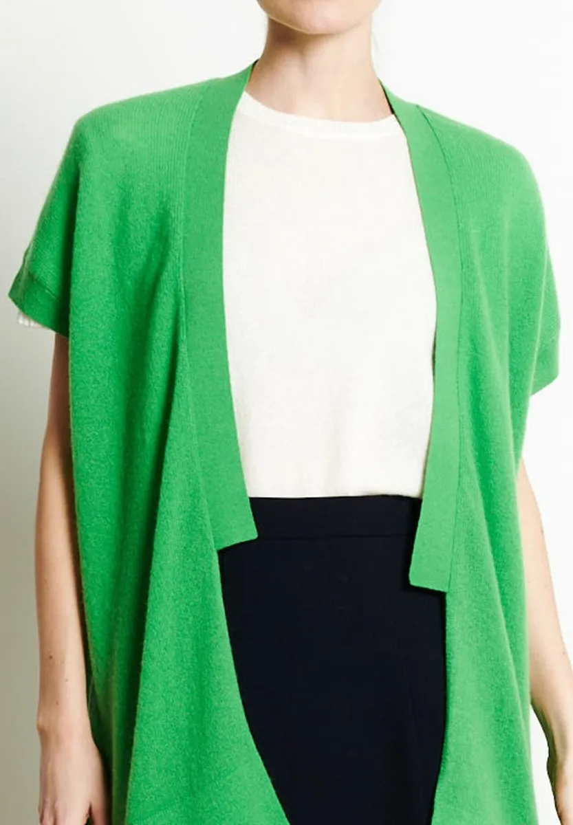 Gilet à manches courtes cachemire vert pomme femme - RIA 4