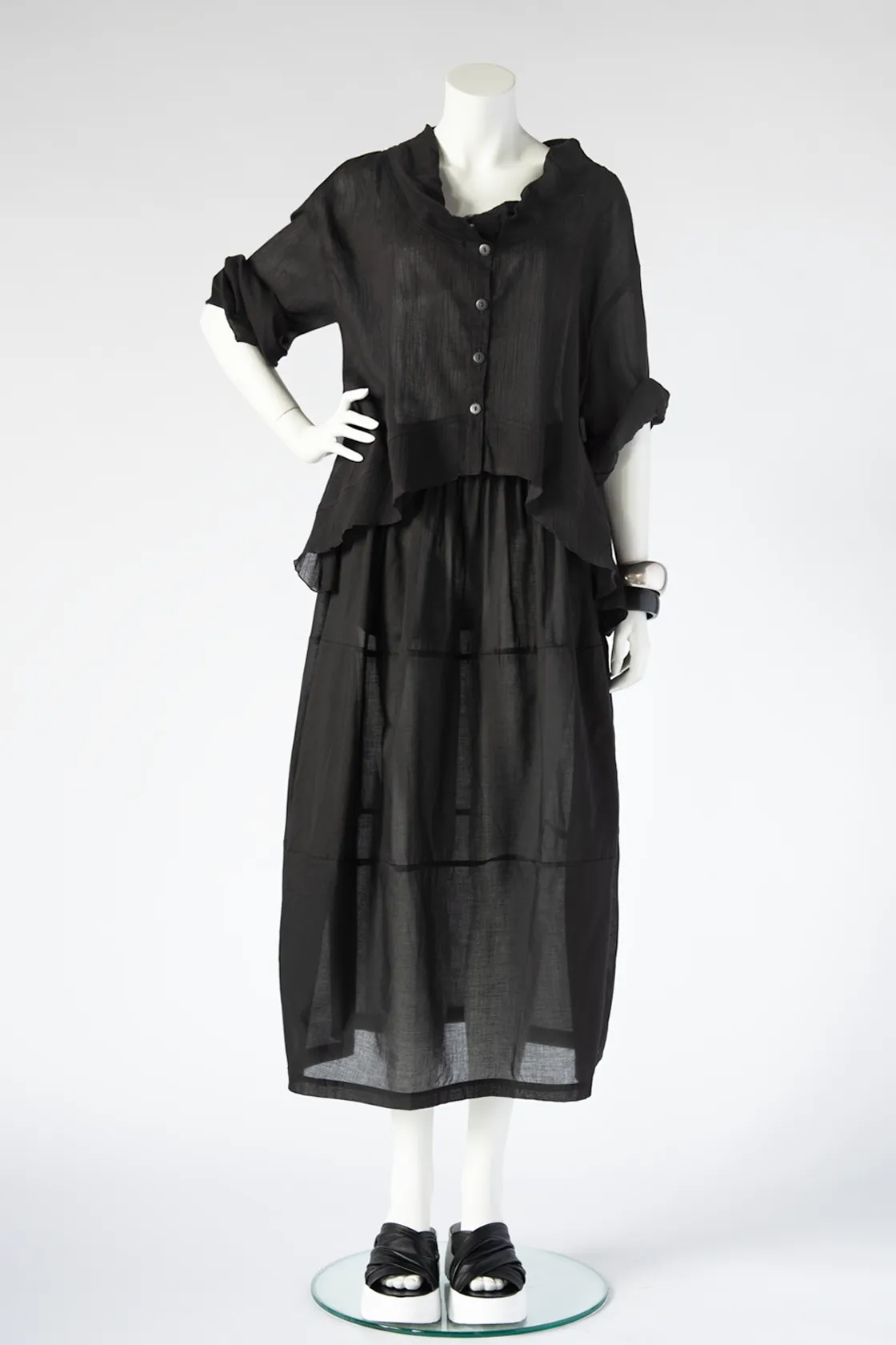 Ginko Jacket in Black Rafina Crinkle