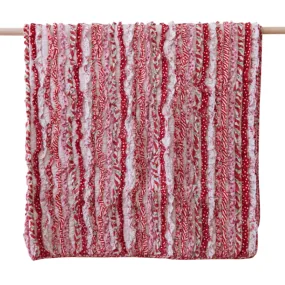 Indie Frill Raspberry Shabby Chic Cotton Floral Ruffle Throw Rug