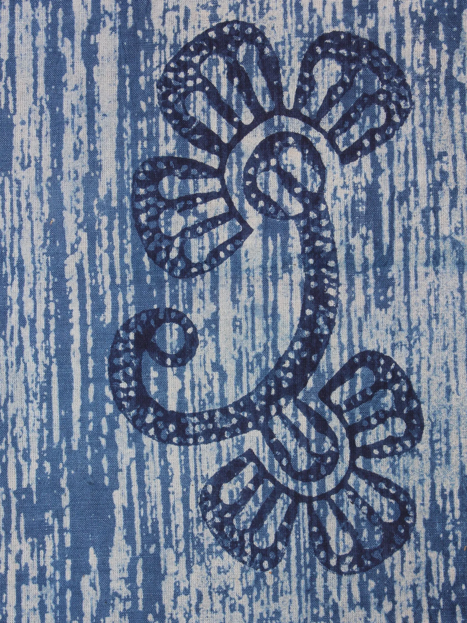 Indigo Blue Natural Dyed Hand Block Printed Cotton Fabric Per Meter - F0916300