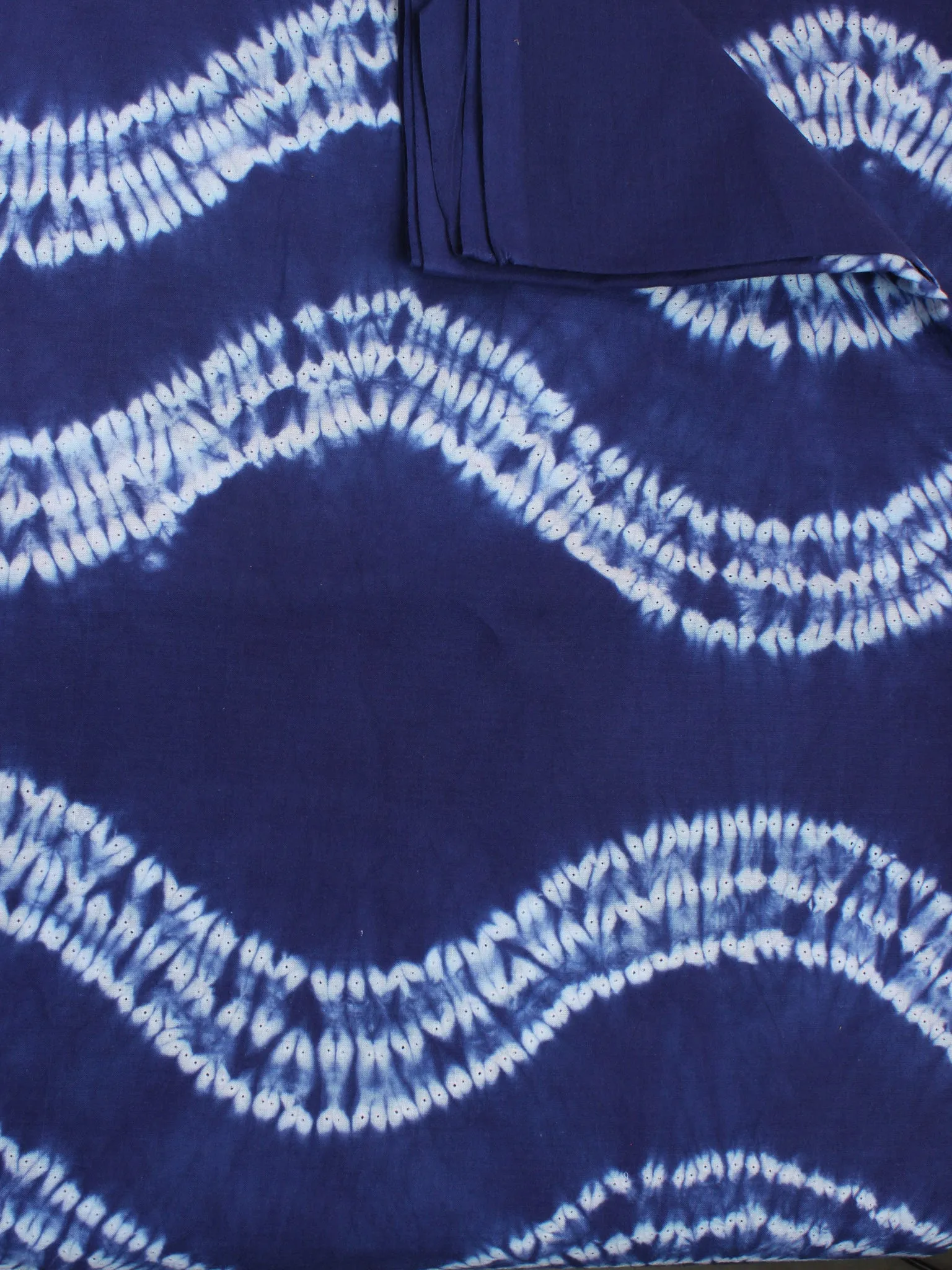 Indigo Ivory Hand Shibori Dyed Cotton Fabric Per Meter - F0916281