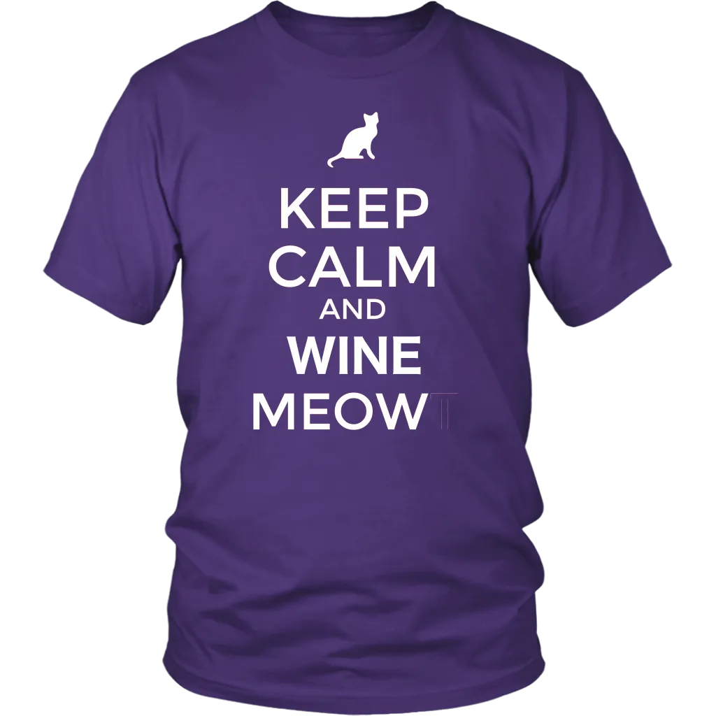 Keep Calm and Wine Meow T-shirt, gift for Wine & Cat Lovers