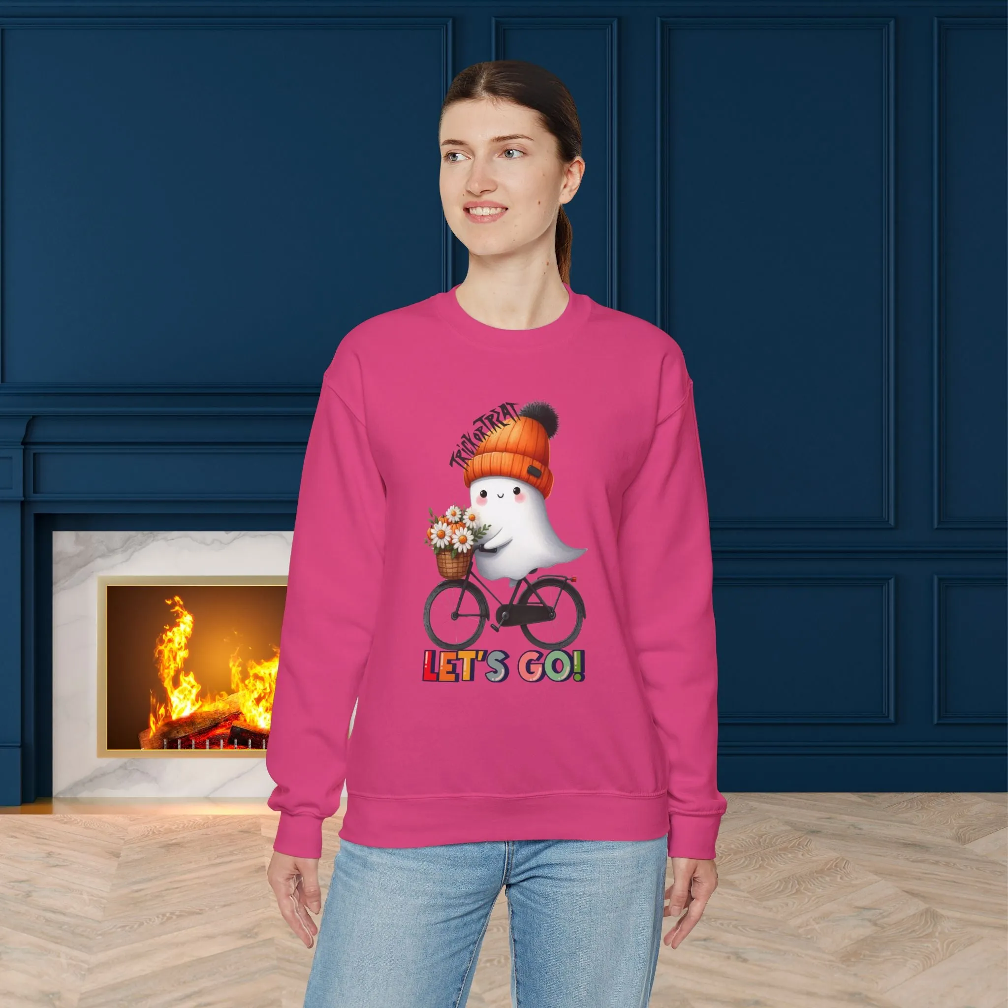 Let's Go Happy Halloween Sweatshirt, Happy Halloween Sweatshirt - Unisex Heavy Blend Crewneck, Halloween Sweatshirt, Cute Spooky Ghost sweatshirt.