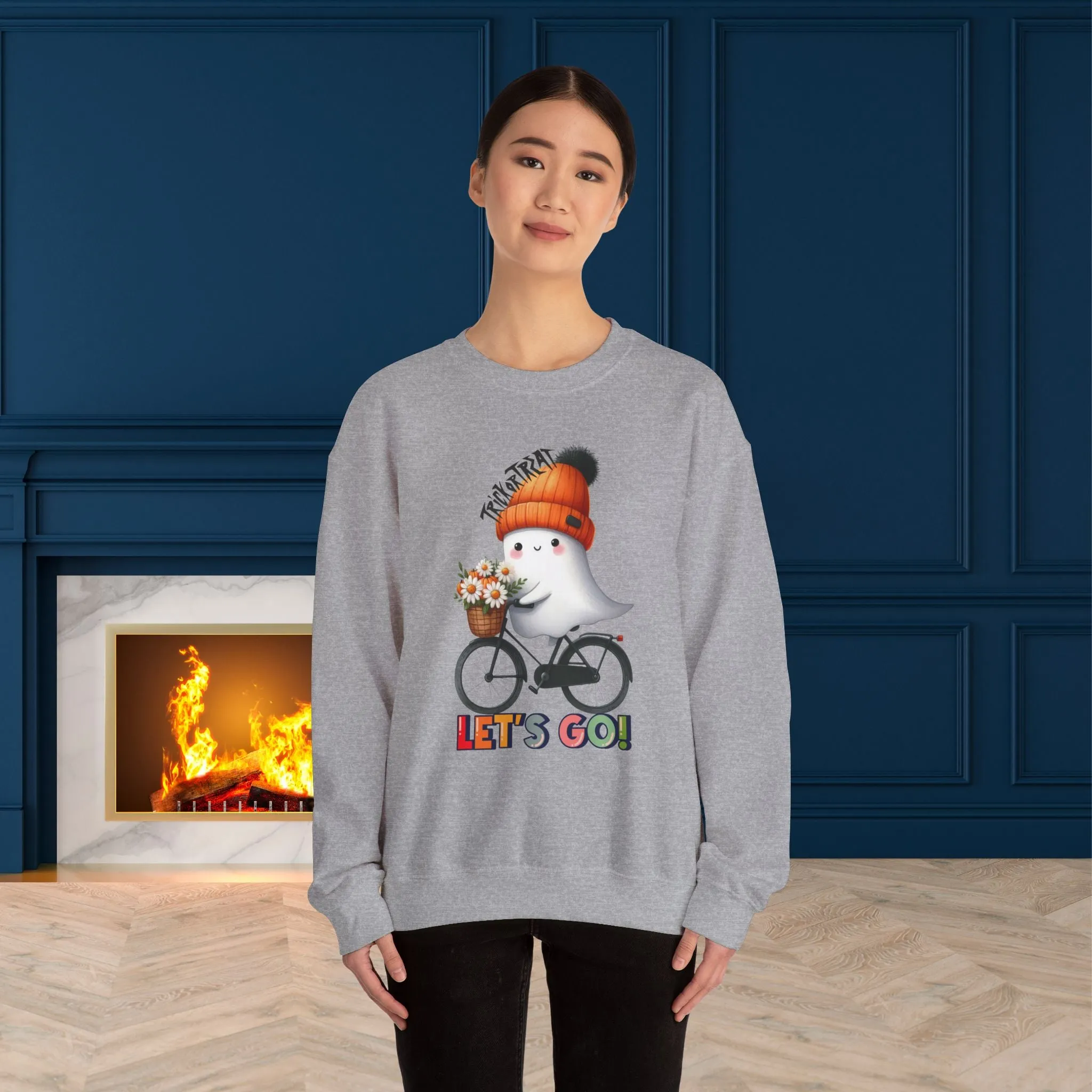Let's Go Happy Halloween Sweatshirt, Happy Halloween Sweatshirt - Unisex Heavy Blend Crewneck, Halloween Sweatshirt, Cute Spooky Ghost sweatshirt.