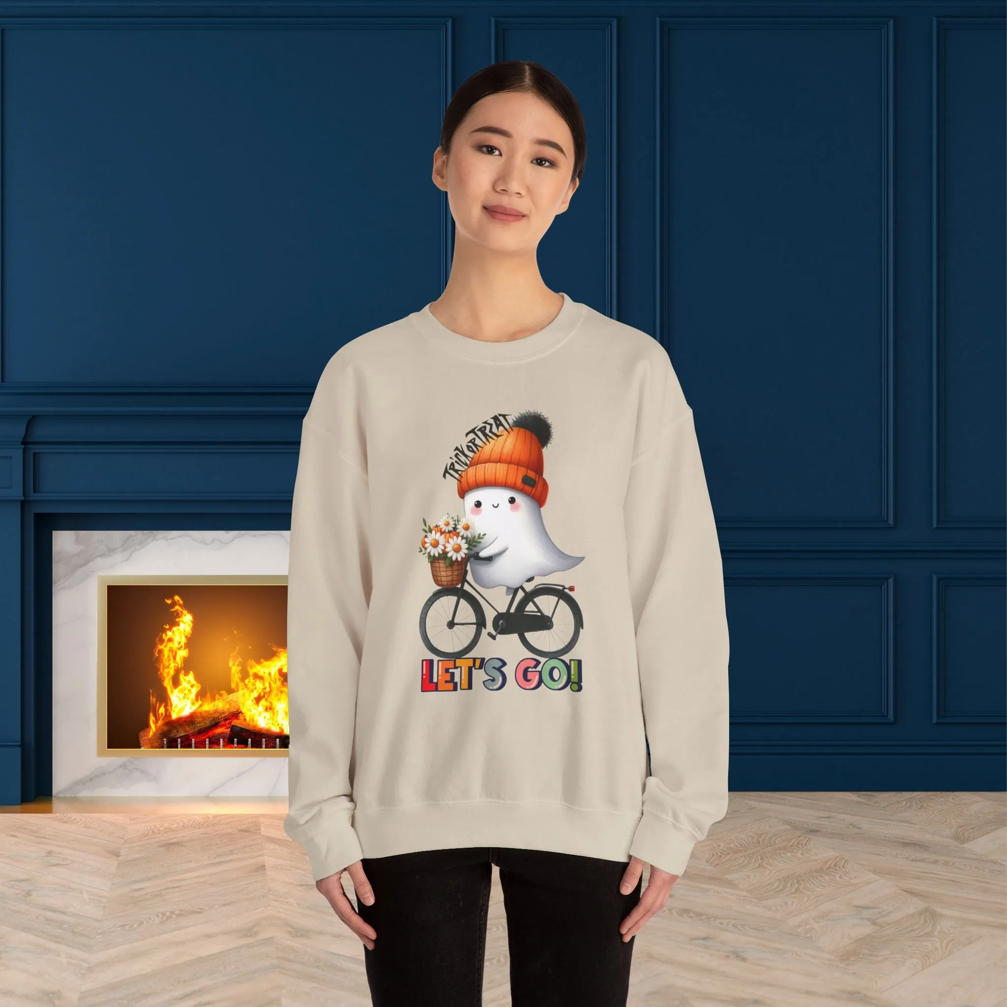 Let's Go Happy Halloween Sweatshirt, Happy Halloween Sweatshirt - Unisex Heavy Blend Crewneck, Halloween Sweatshirt, Cute Spooky Ghost sweatshirt.