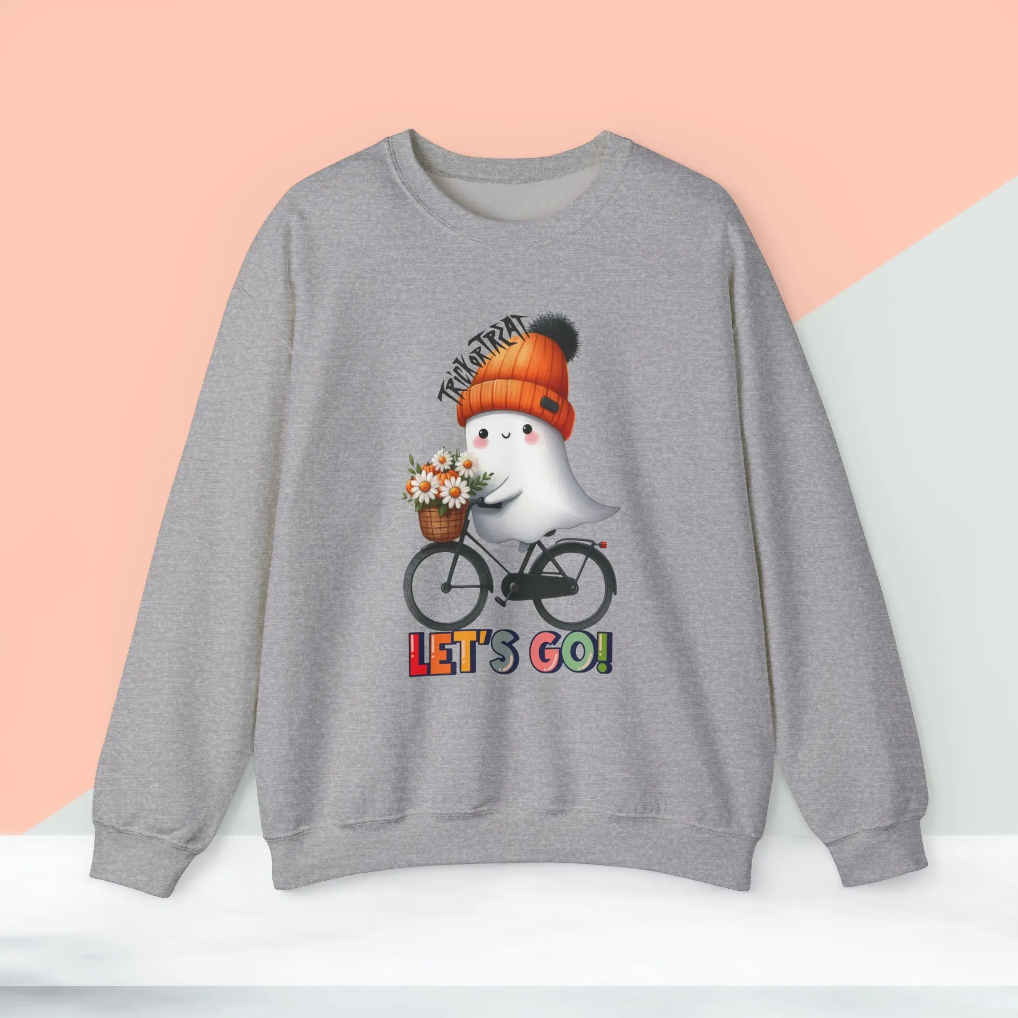 Let's Go Happy Halloween Sweatshirt, Happy Halloween Sweatshirt - Unisex Heavy Blend Crewneck, Halloween Sweatshirt, Cute Spooky Ghost sweatshirt.