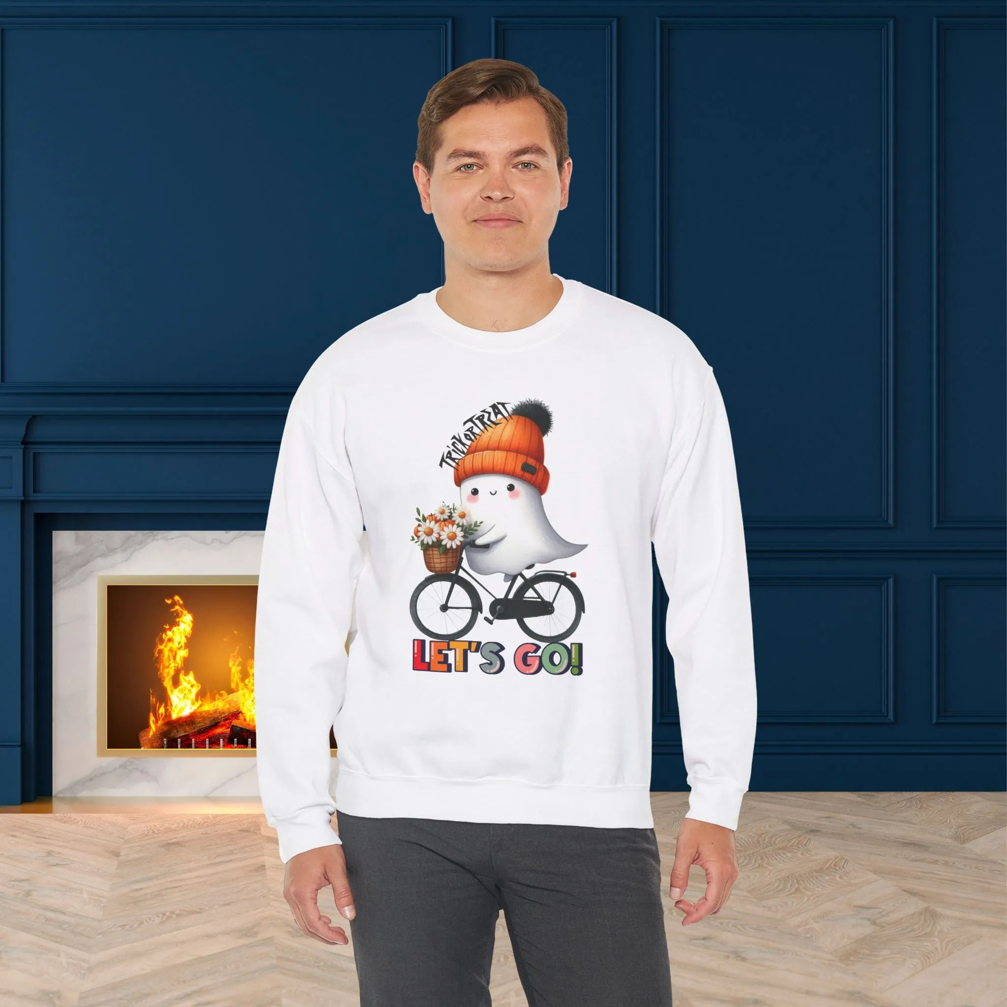 Let's Go Happy Halloween Sweatshirt, Happy Halloween Sweatshirt - Unisex Heavy Blend Crewneck, Halloween Sweatshirt, Cute Spooky Ghost sweatshirt.