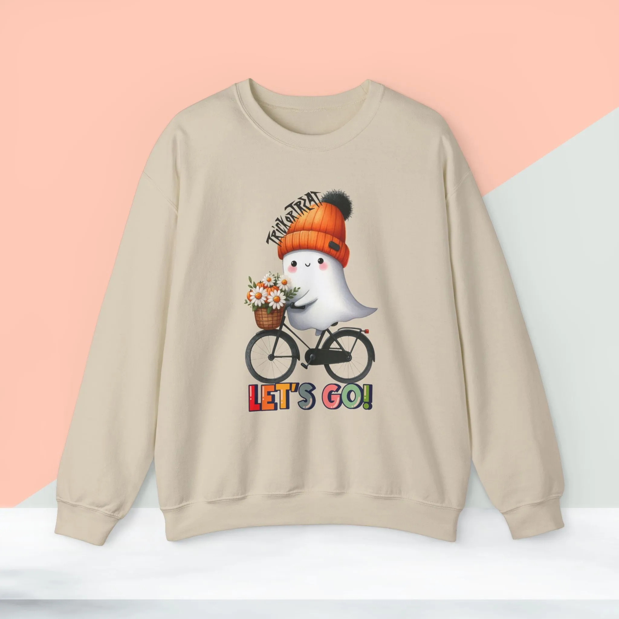 Let's Go Happy Halloween Sweatshirt, Happy Halloween Sweatshirt - Unisex Heavy Blend Crewneck, Halloween Sweatshirt, Cute Spooky Ghost sweatshirt.