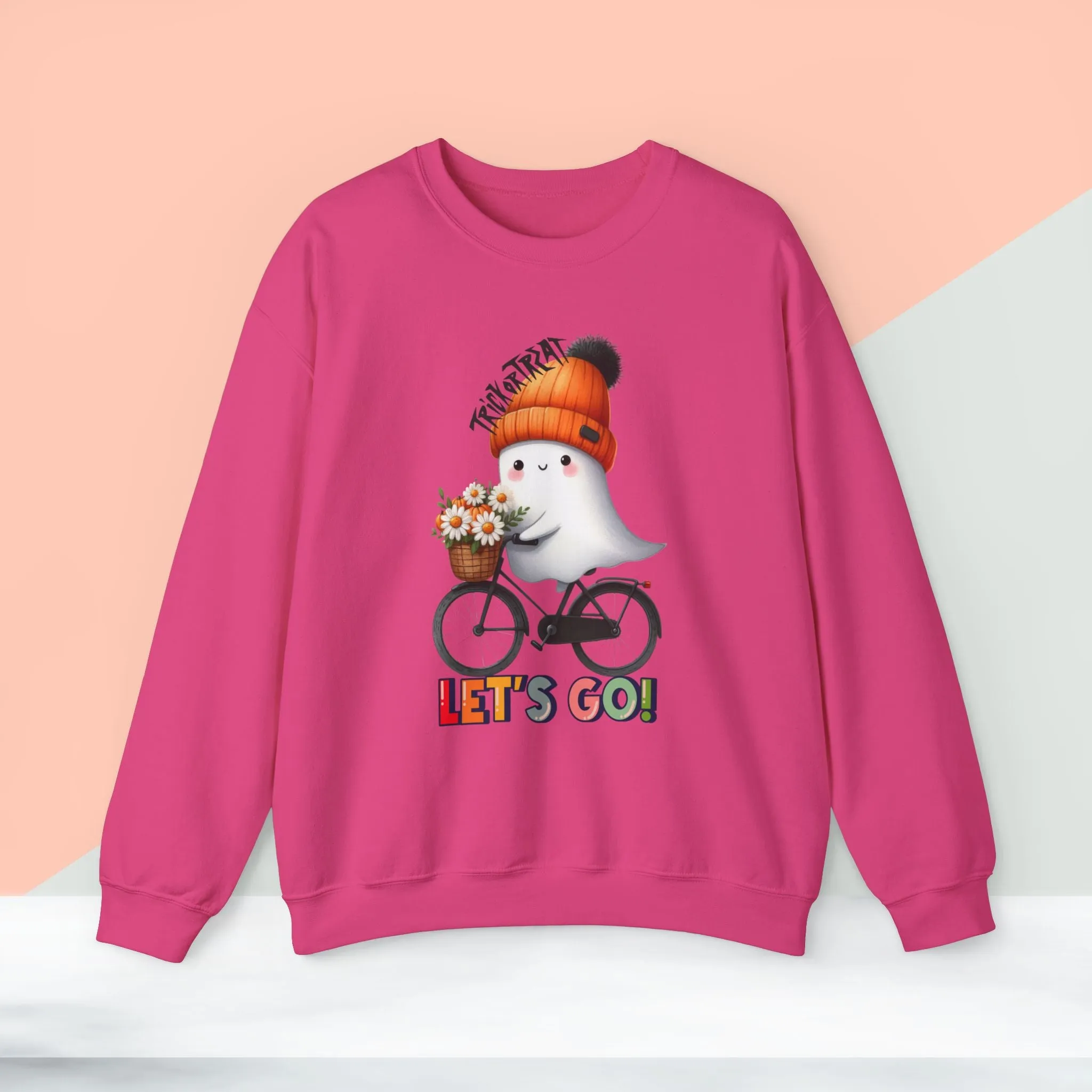 Let's Go Happy Halloween Sweatshirt, Happy Halloween Sweatshirt - Unisex Heavy Blend Crewneck, Halloween Sweatshirt, Cute Spooky Ghost sweatshirt.