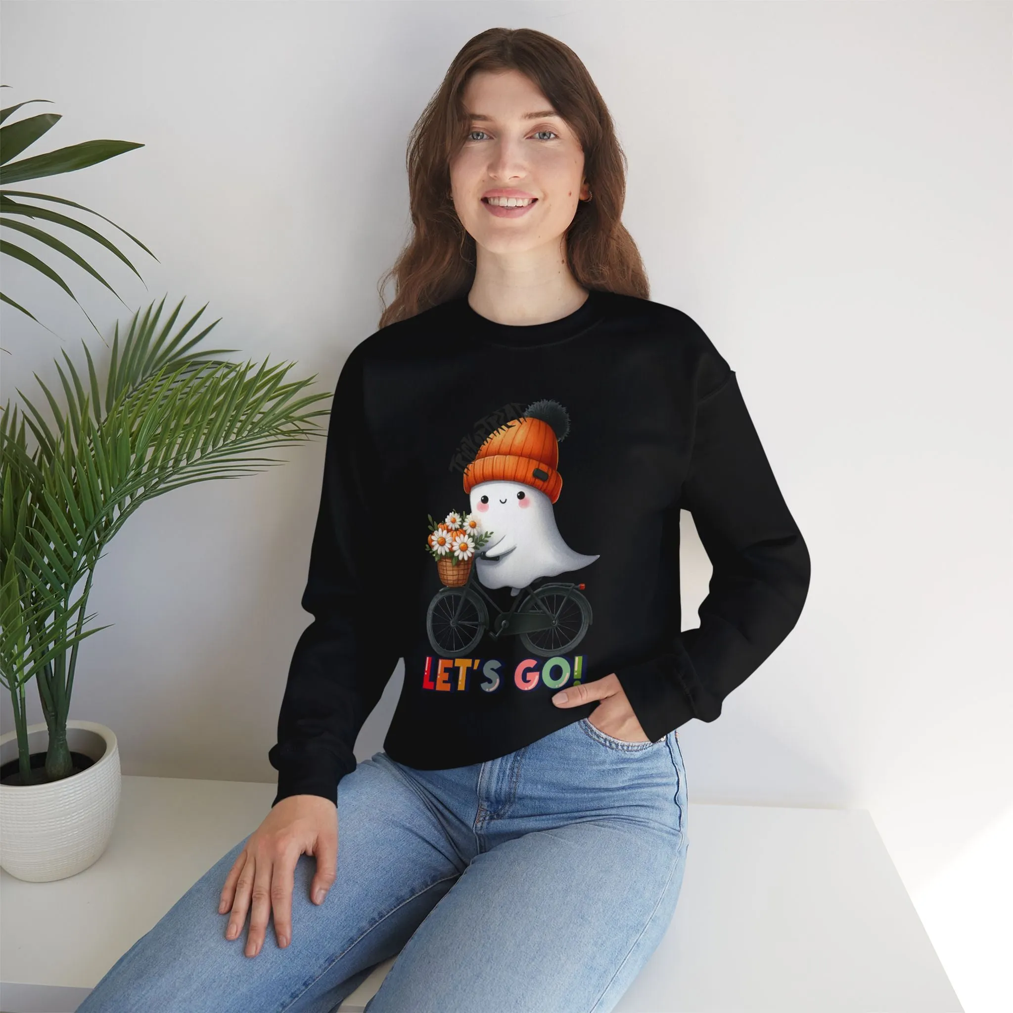 Let's Go Happy Halloween Sweatshirt, Happy Halloween Sweatshirt - Unisex Heavy Blend Crewneck, Halloween Sweatshirt, Cute Spooky Ghost sweatshirt.