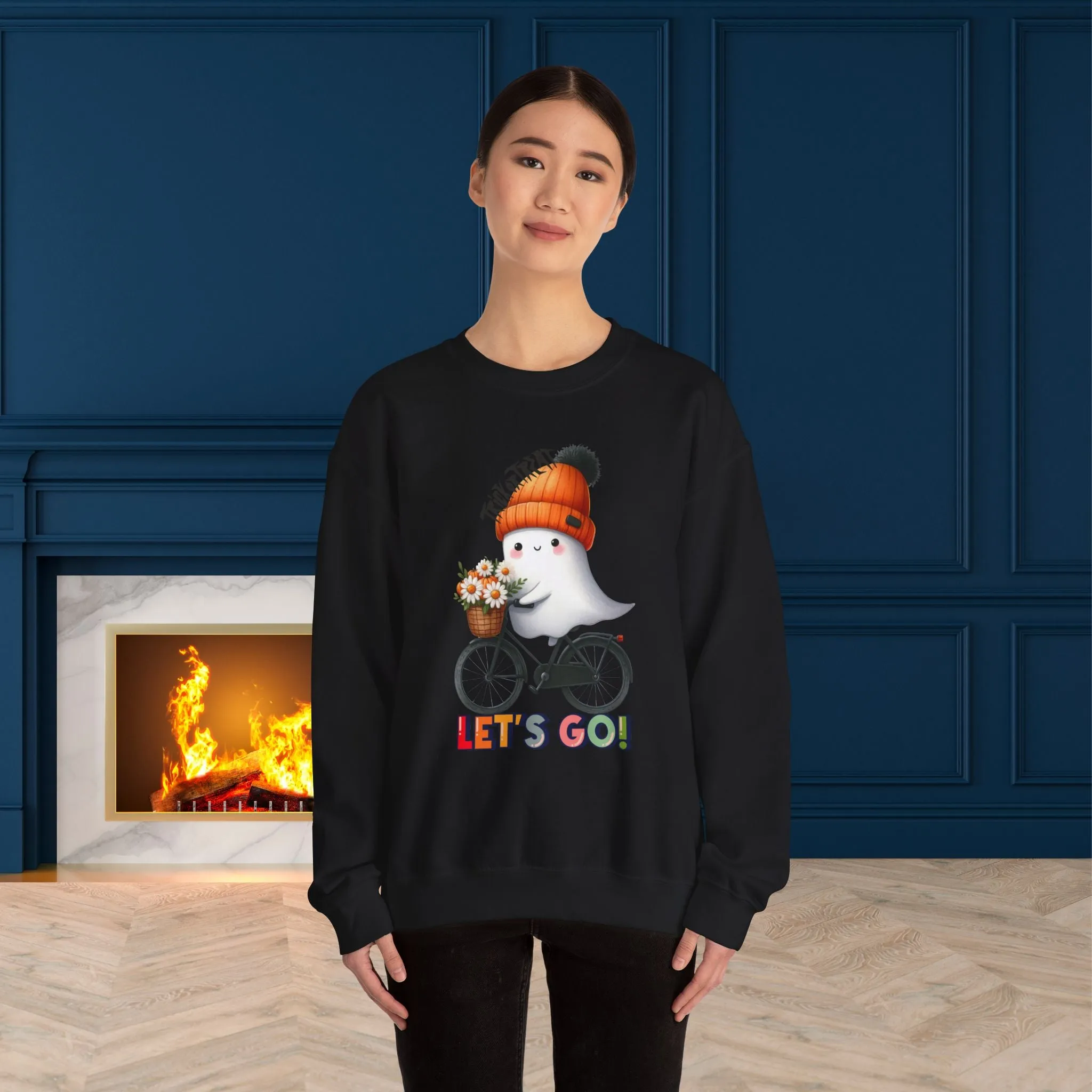 Let's Go Happy Halloween Sweatshirt, Happy Halloween Sweatshirt - Unisex Heavy Blend Crewneck, Halloween Sweatshirt, Cute Spooky Ghost sweatshirt.