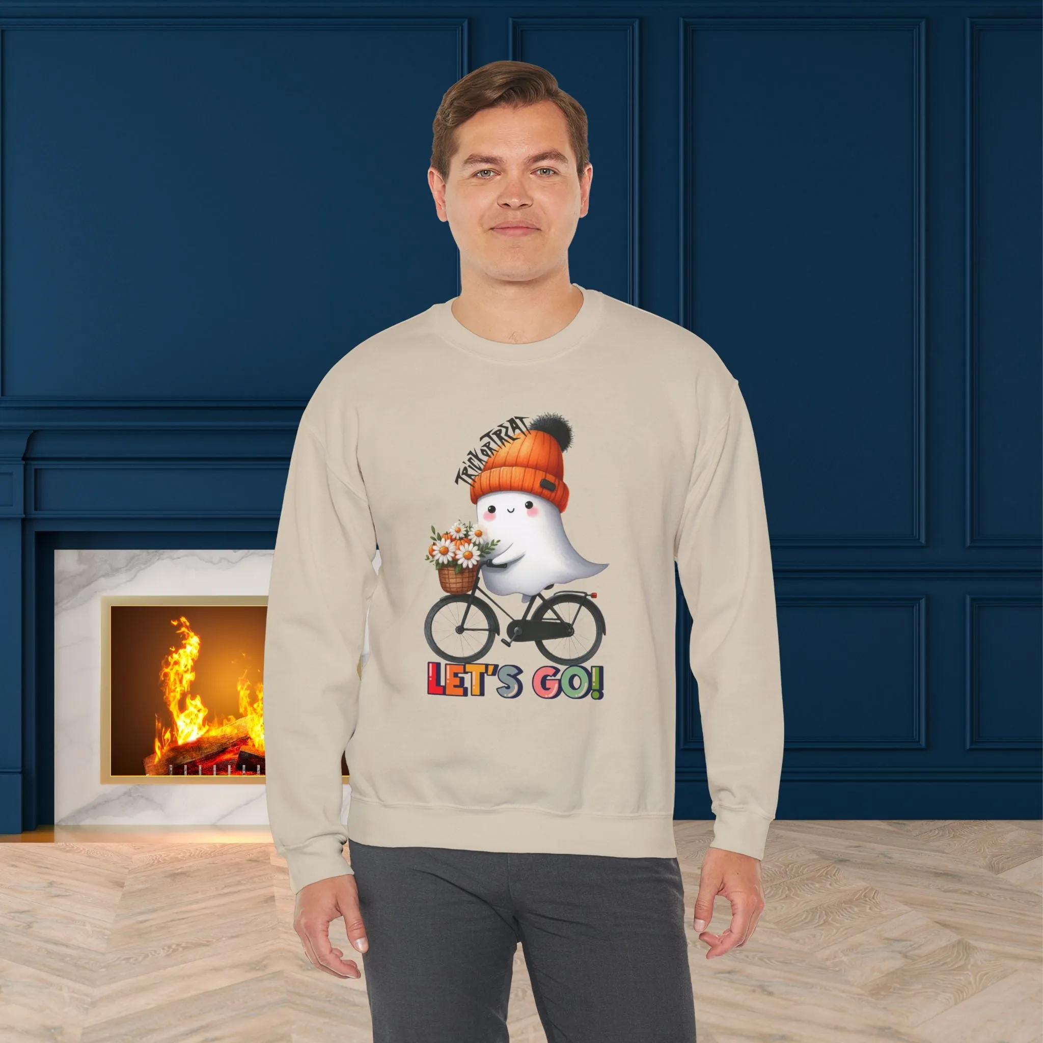 Let's Go Happy Halloween Sweatshirt, Happy Halloween Sweatshirt - Unisex Heavy Blend Crewneck, Halloween Sweatshirt, Cute Spooky Ghost sweatshirt.