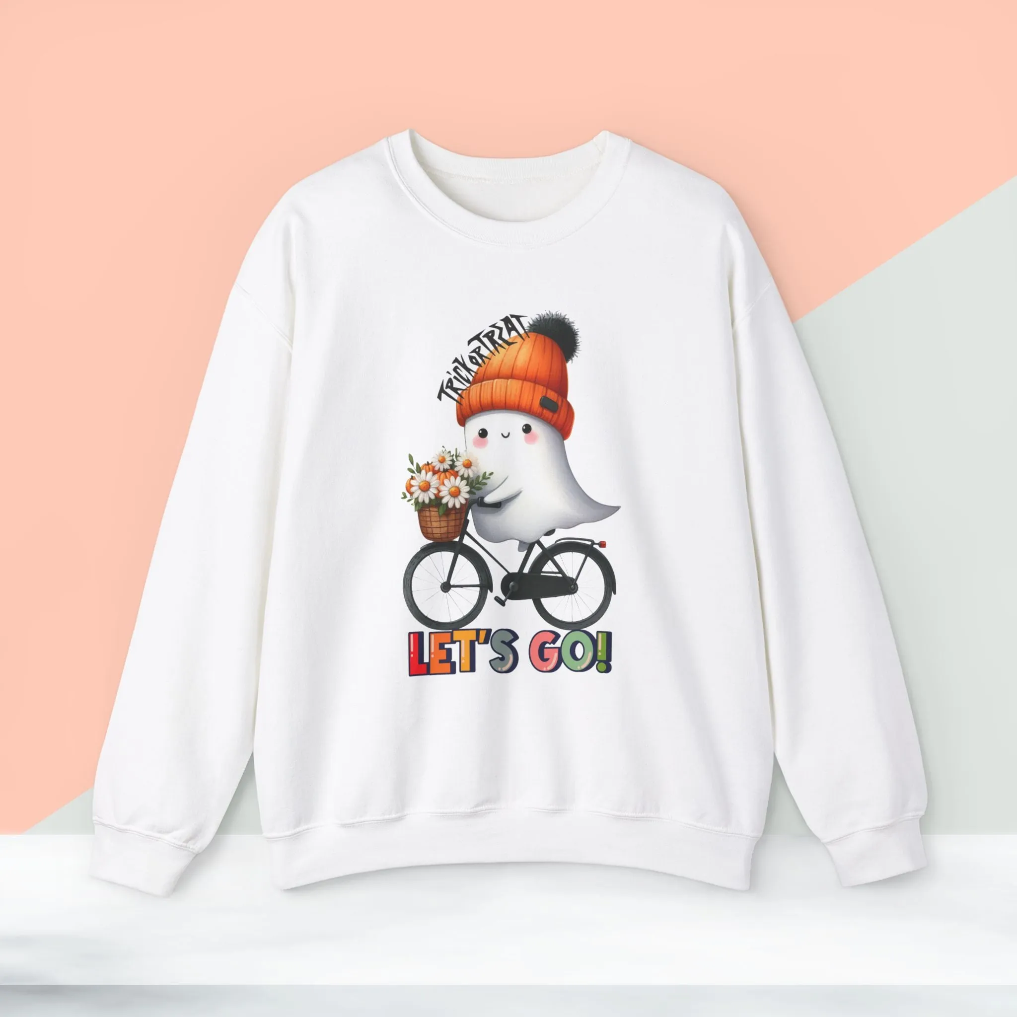 Let's Go Happy Halloween Sweatshirt, Happy Halloween Sweatshirt - Unisex Heavy Blend Crewneck, Halloween Sweatshirt, Cute Spooky Ghost sweatshirt.