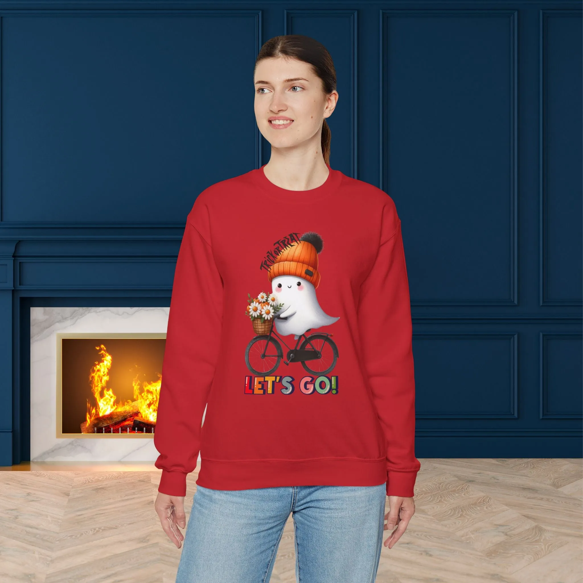 Let's Go Happy Halloween Sweatshirt, Happy Halloween Sweatshirt - Unisex Heavy Blend Crewneck, Halloween Sweatshirt, Cute Spooky Ghost sweatshirt.