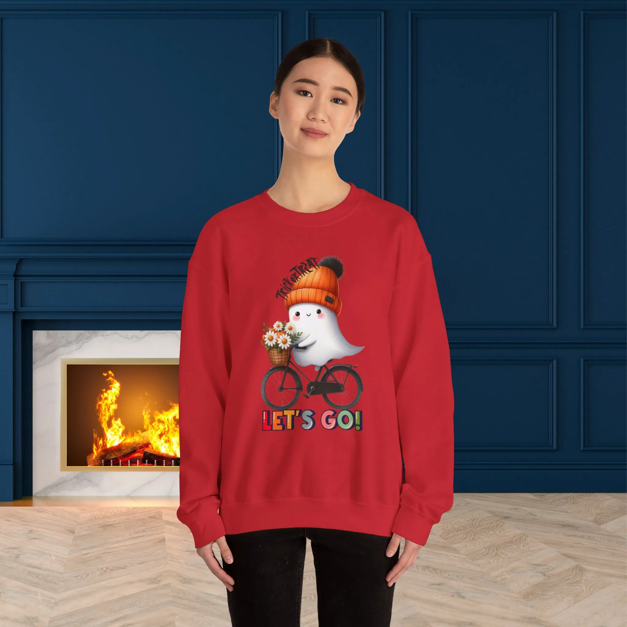 Let's Go Happy Halloween Sweatshirt, Happy Halloween Sweatshirt - Unisex Heavy Blend Crewneck, Halloween Sweatshirt, Cute Spooky Ghost sweatshirt.