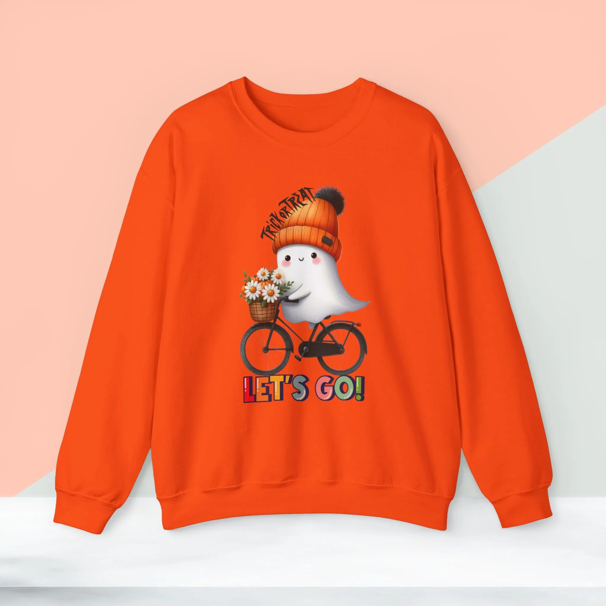 Let's Go Happy Halloween Sweatshirt, Happy Halloween Sweatshirt - Unisex Heavy Blend Crewneck, Halloween Sweatshirt, Cute Spooky Ghost sweatshirt.