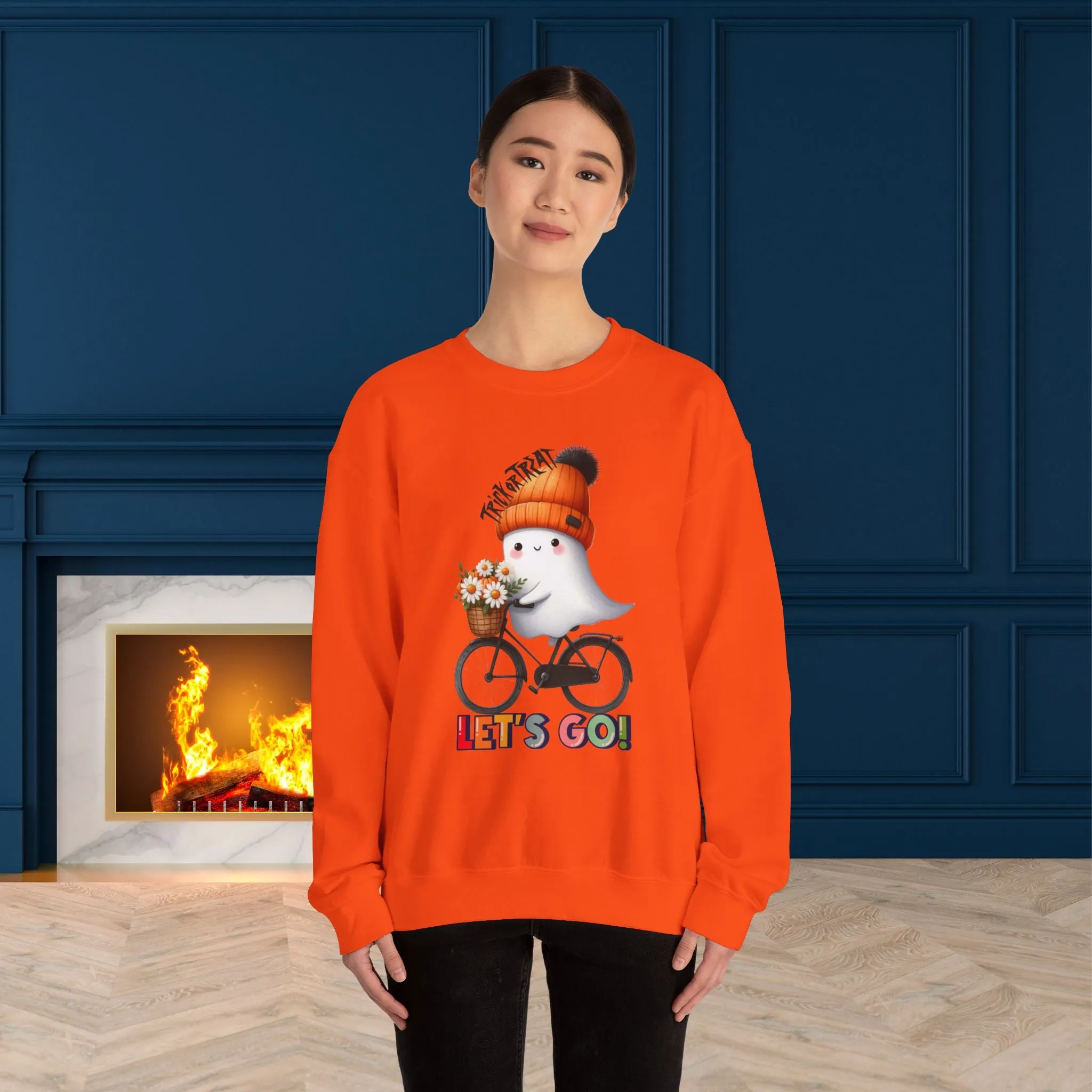 Let's Go Happy Halloween Sweatshirt, Happy Halloween Sweatshirt - Unisex Heavy Blend Crewneck, Halloween Sweatshirt, Cute Spooky Ghost sweatshirt.
