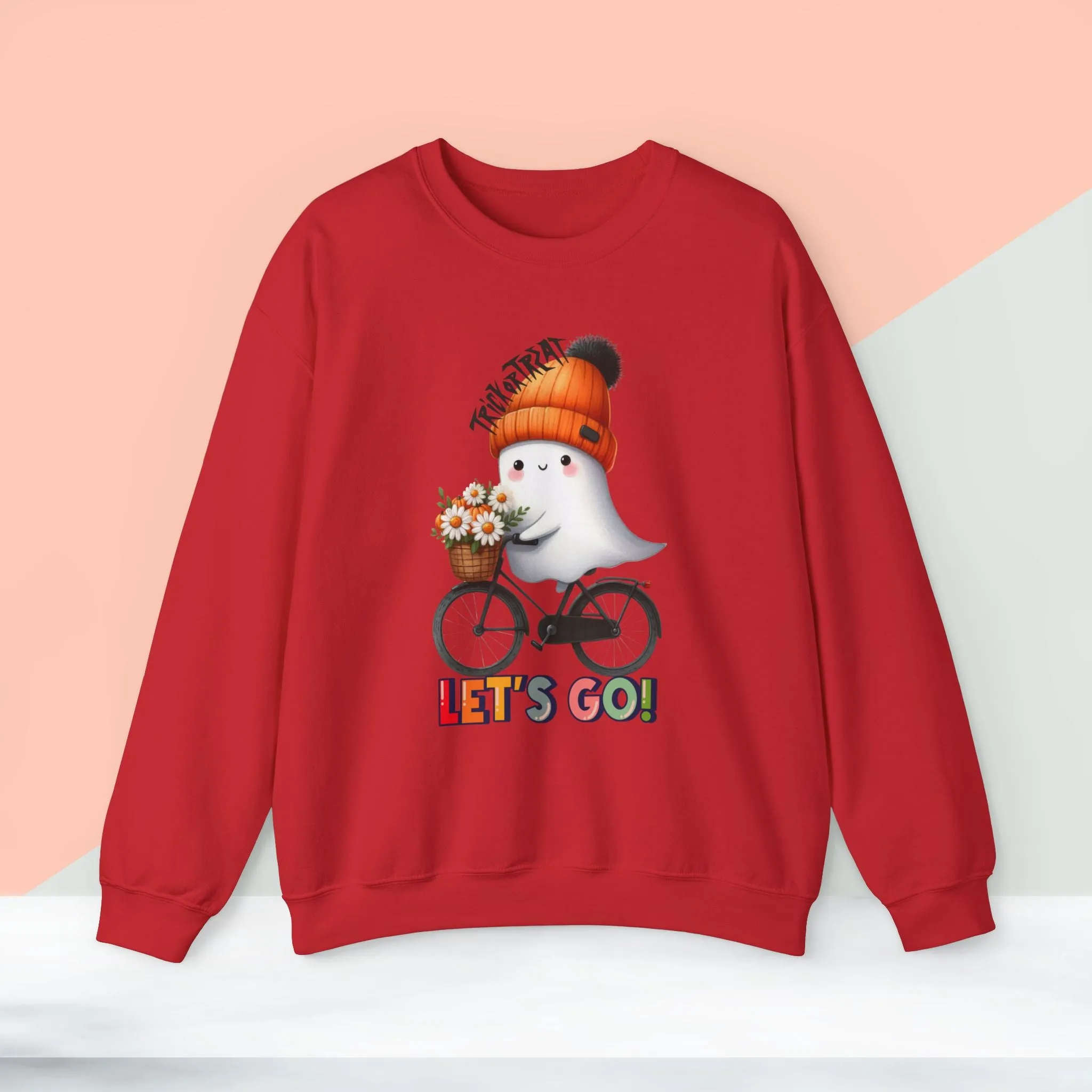 Let's Go Happy Halloween Sweatshirt, Happy Halloween Sweatshirt - Unisex Heavy Blend Crewneck, Halloween Sweatshirt, Cute Spooky Ghost sweatshirt.