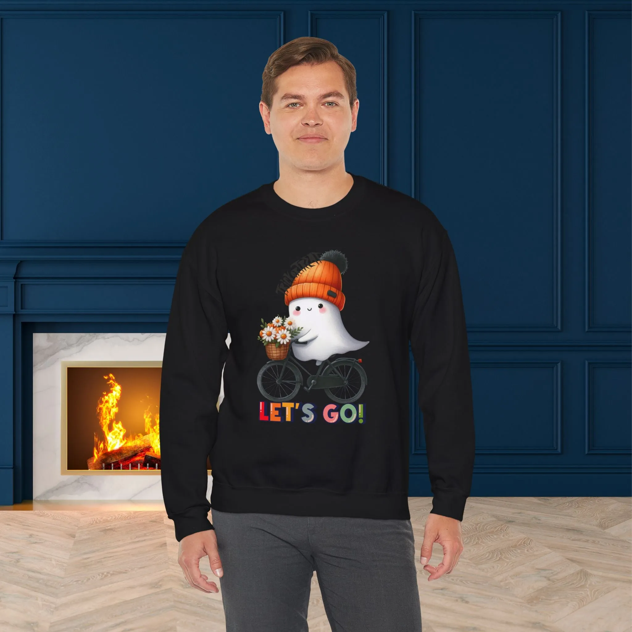 Let's Go Happy Halloween Sweatshirt, Happy Halloween Sweatshirt - Unisex Heavy Blend Crewneck, Halloween Sweatshirt, Cute Spooky Ghost sweatshirt.