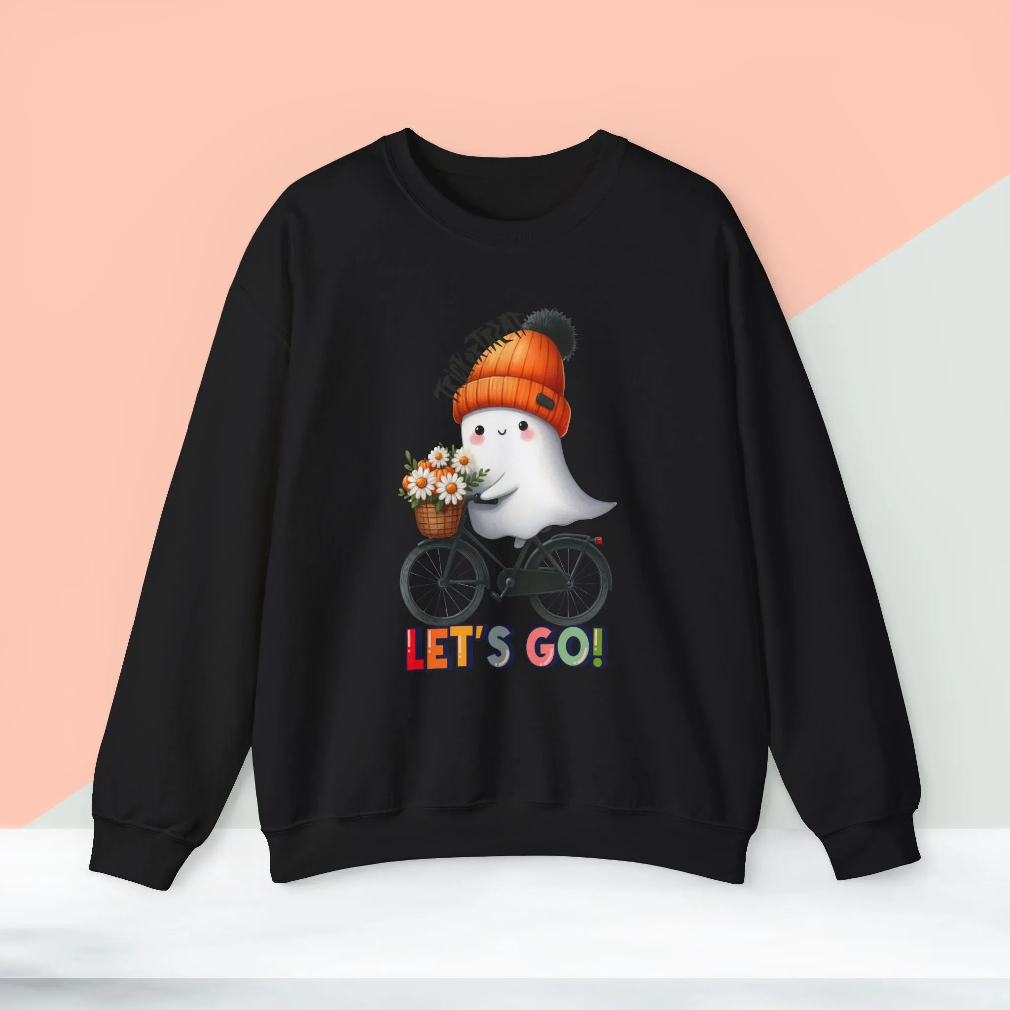 Let's Go Happy Halloween Sweatshirt, Happy Halloween Sweatshirt - Unisex Heavy Blend Crewneck, Halloween Sweatshirt, Cute Spooky Ghost sweatshirt.