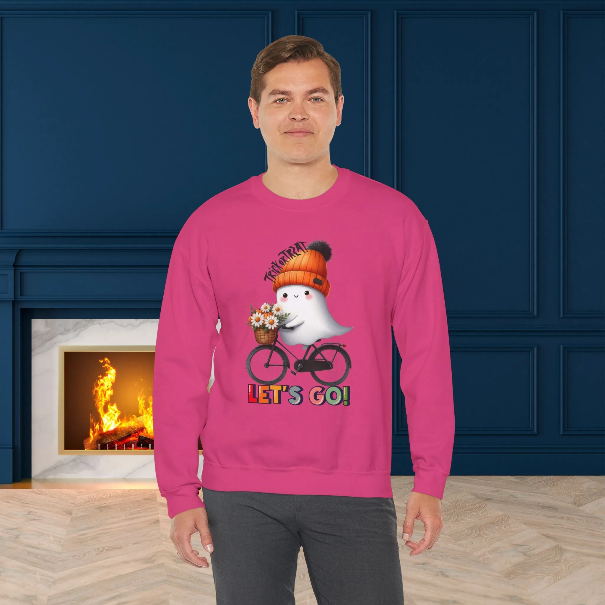 Let's Go Happy Halloween Sweatshirt, Happy Halloween Sweatshirt - Unisex Heavy Blend Crewneck, Halloween Sweatshirt, Cute Spooky Ghost sweatshirt.