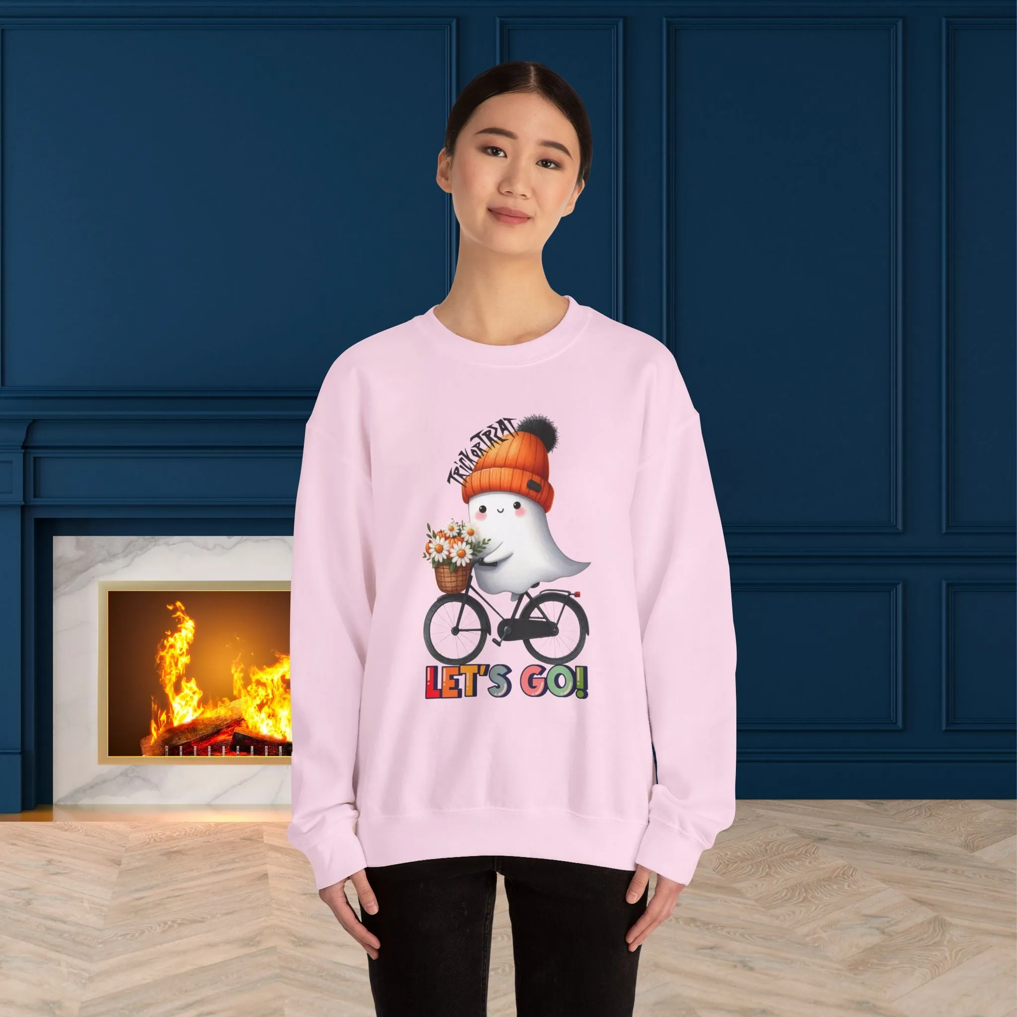 Let's Go Happy Halloween Sweatshirt, Happy Halloween Sweatshirt - Unisex Heavy Blend Crewneck, Halloween Sweatshirt, Cute Spooky Ghost sweatshirt.