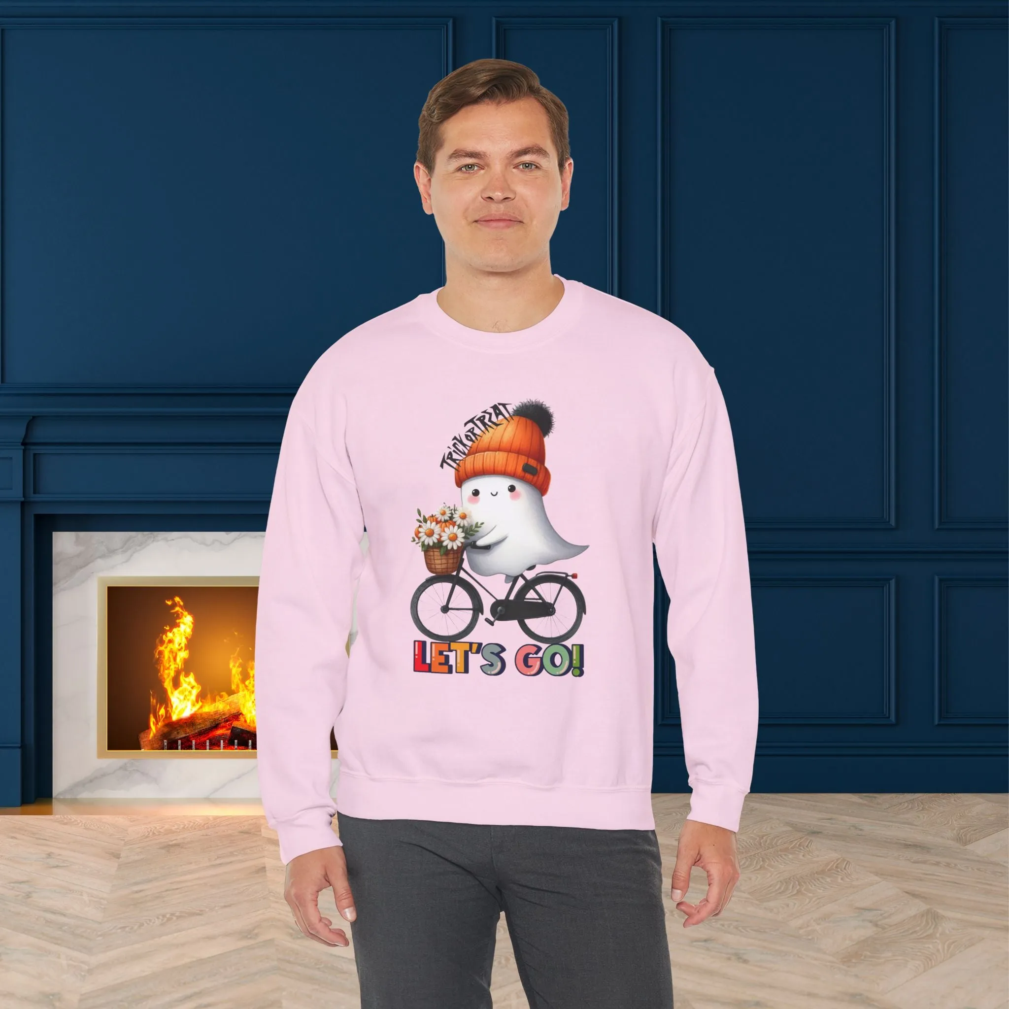 Let's Go Happy Halloween Sweatshirt, Happy Halloween Sweatshirt - Unisex Heavy Blend Crewneck, Halloween Sweatshirt, Cute Spooky Ghost sweatshirt.