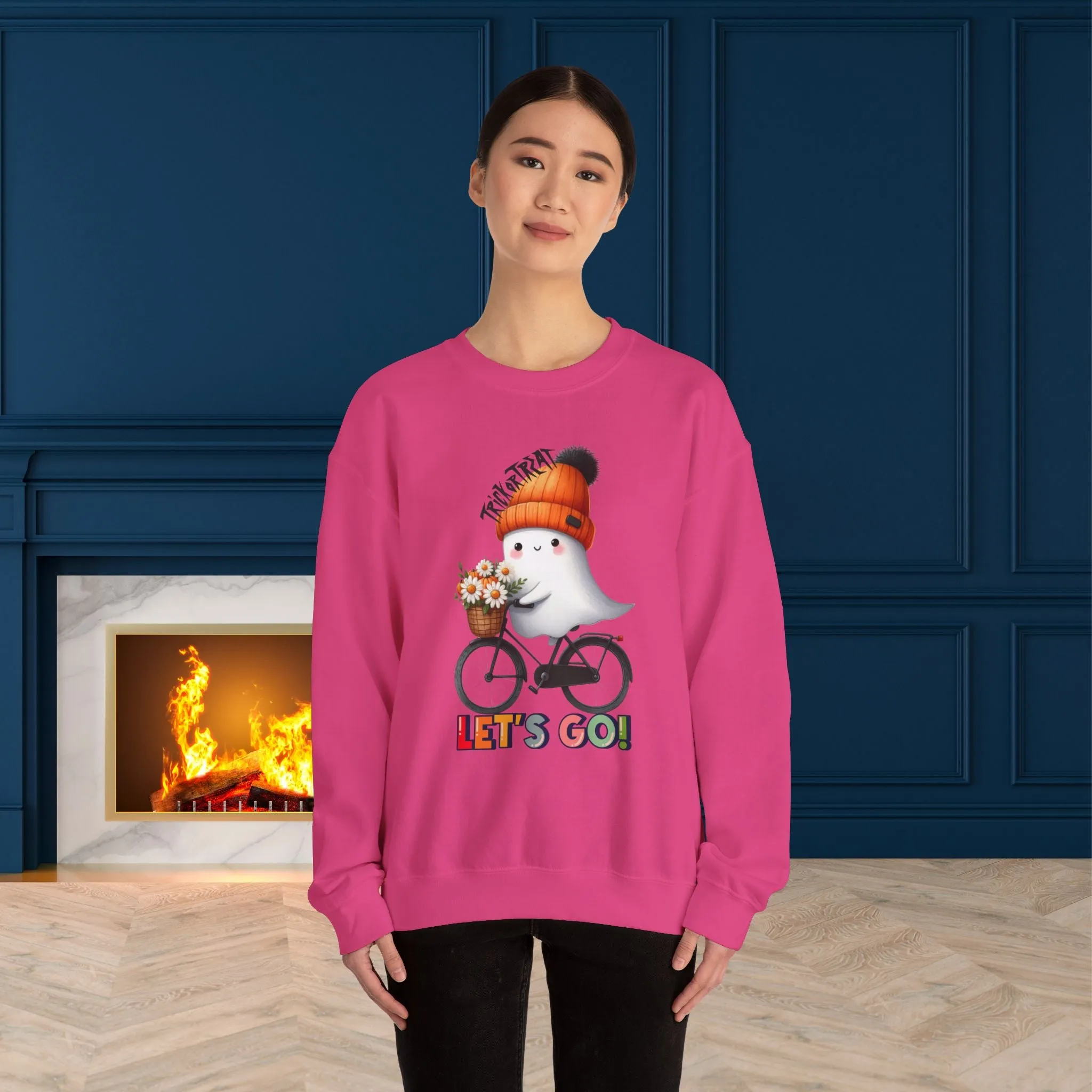 Let's Go Happy Halloween Sweatshirt, Happy Halloween Sweatshirt - Unisex Heavy Blend Crewneck, Halloween Sweatshirt, Cute Spooky Ghost sweatshirt.