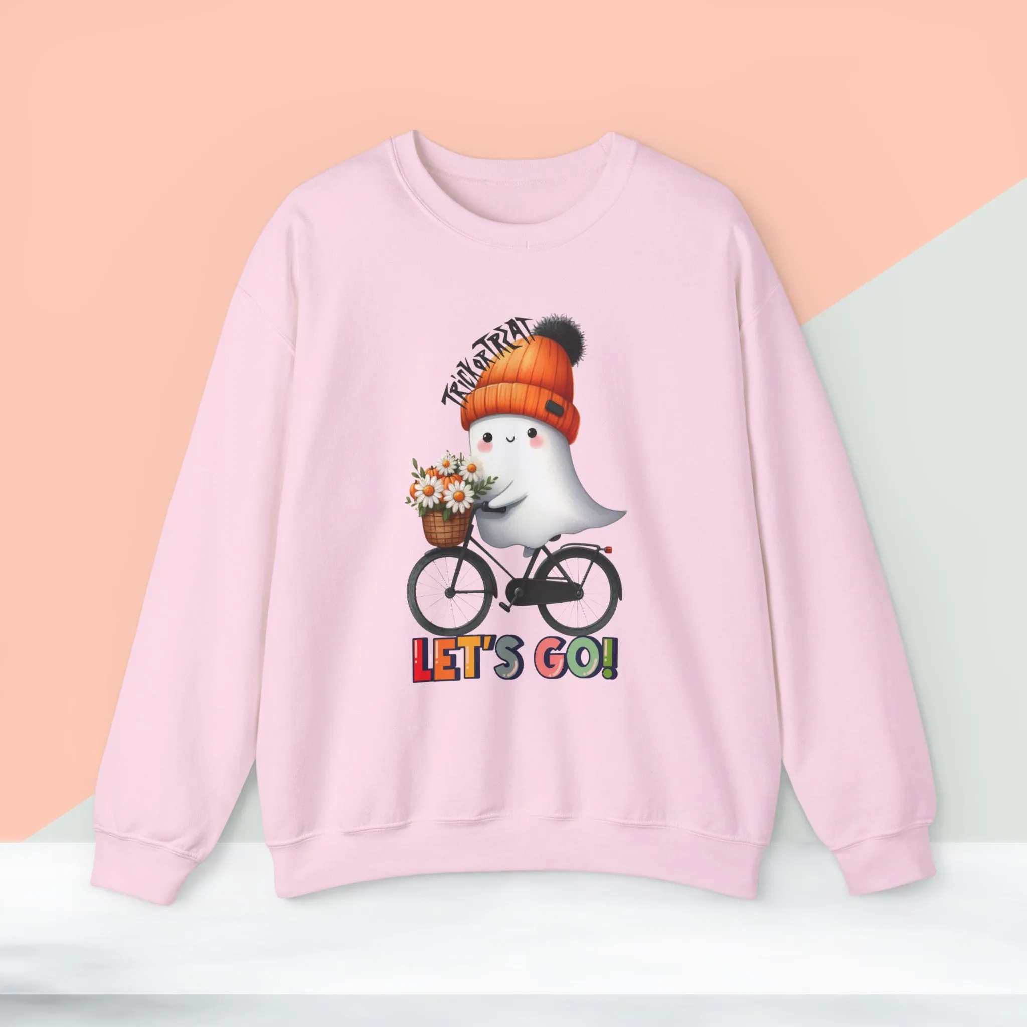 Let's Go Happy Halloween Sweatshirt, Happy Halloween Sweatshirt - Unisex Heavy Blend Crewneck, Halloween Sweatshirt, Cute Spooky Ghost sweatshirt.