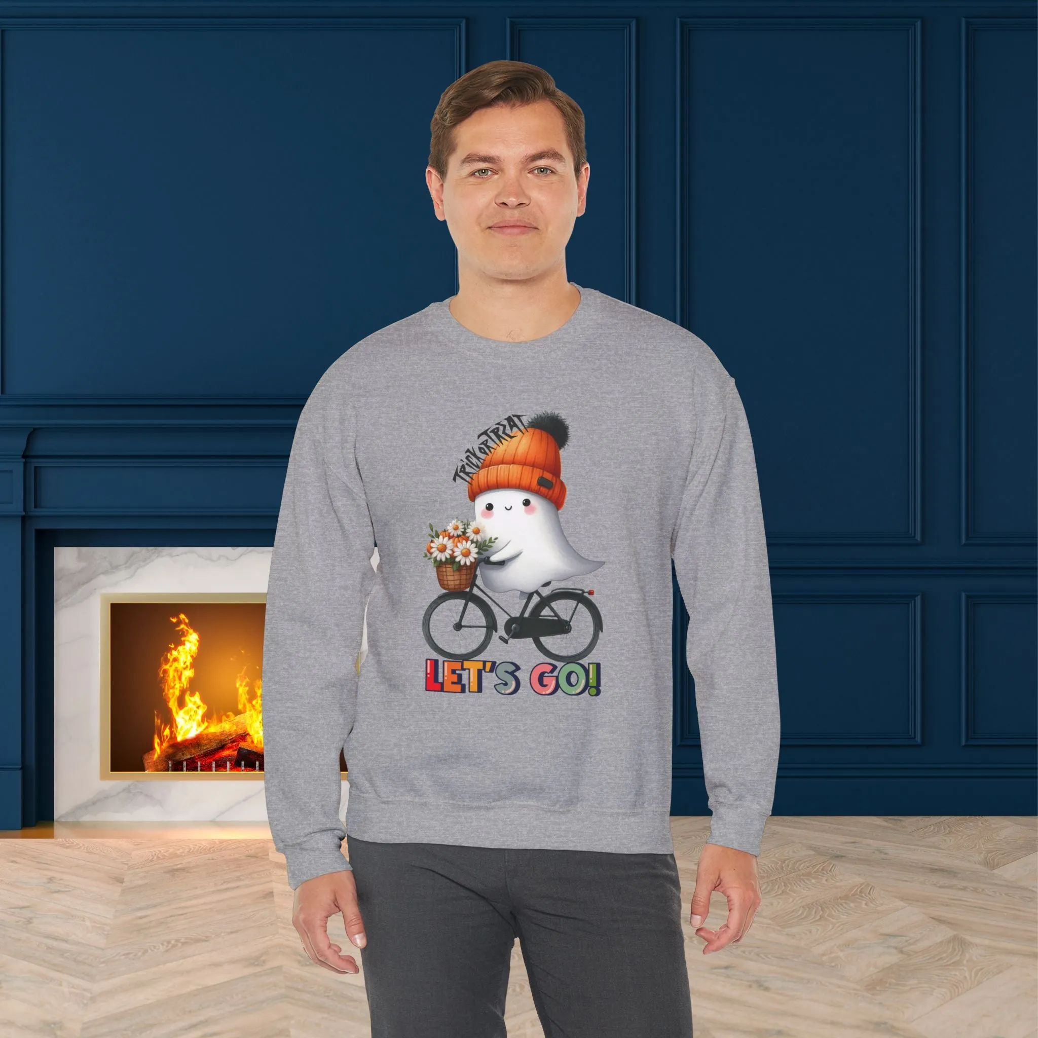 Let's Go Happy Halloween Sweatshirt, Happy Halloween Sweatshirt - Unisex Heavy Blend Crewneck, Halloween Sweatshirt, Cute Spooky Ghost sweatshirt.