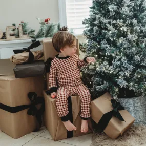 L'oved Baby - Kids' Organic Holiday PJ & Cap Set - Crimson Plaid