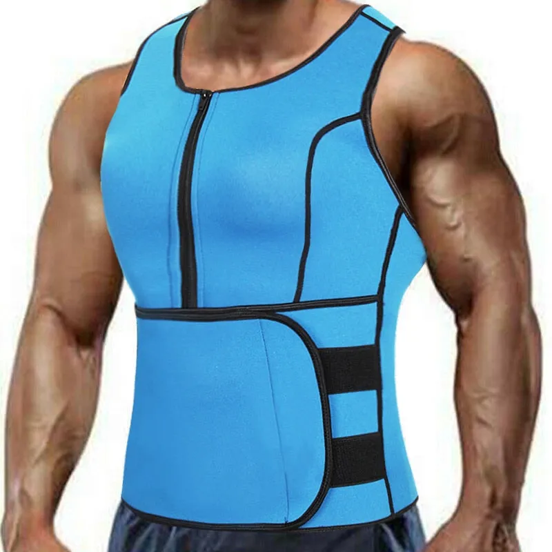 Men Neoprene Sauna Waist Trainer Vest  Adjustable Faja Shapewear