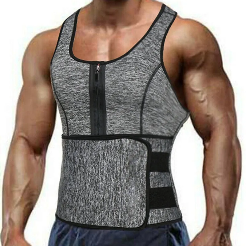 Men Neoprene Sauna Waist Trainer Vest  Adjustable Faja Shapewear