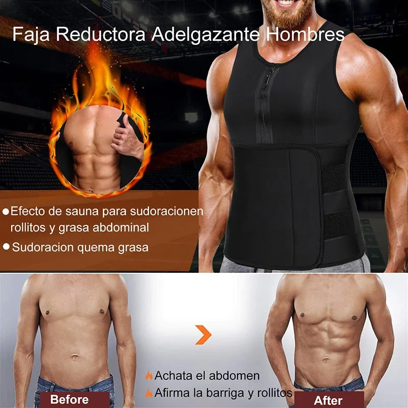 Men Neoprene Sauna Waist Trainer Vest  Adjustable Faja Shapewear