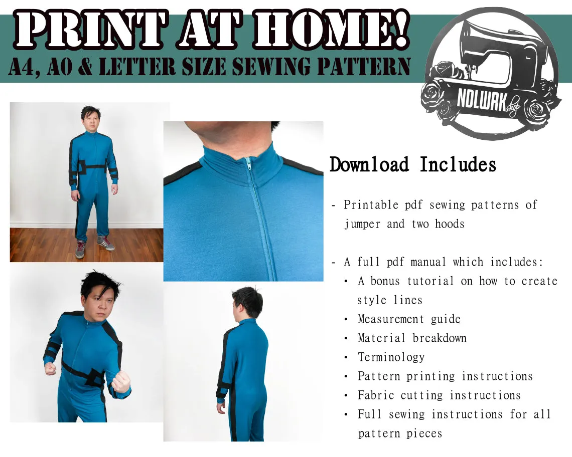 Men's Jumper & Hoods Sewing Pattern/Downloadable PDF and Tutorial Book