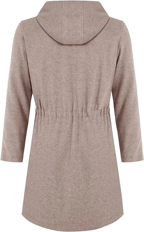 Men's Khaki Hooded Long Sleeve Drawstring Jacket
