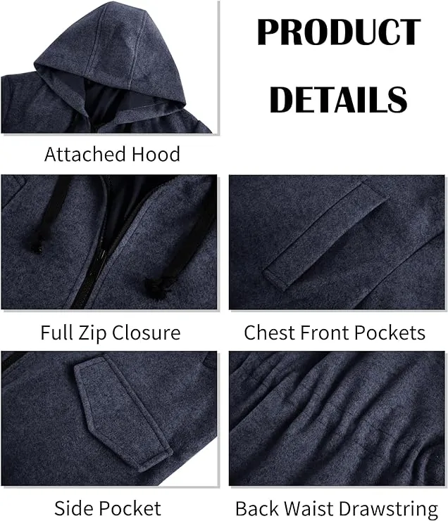 Men's Khaki Hooded Long Sleeve Drawstring Jacket