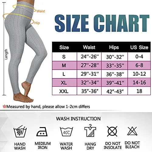 Murandick Textured Leggings for Women Scrunch High Waist Textured Yoga Workout Pants - Grey