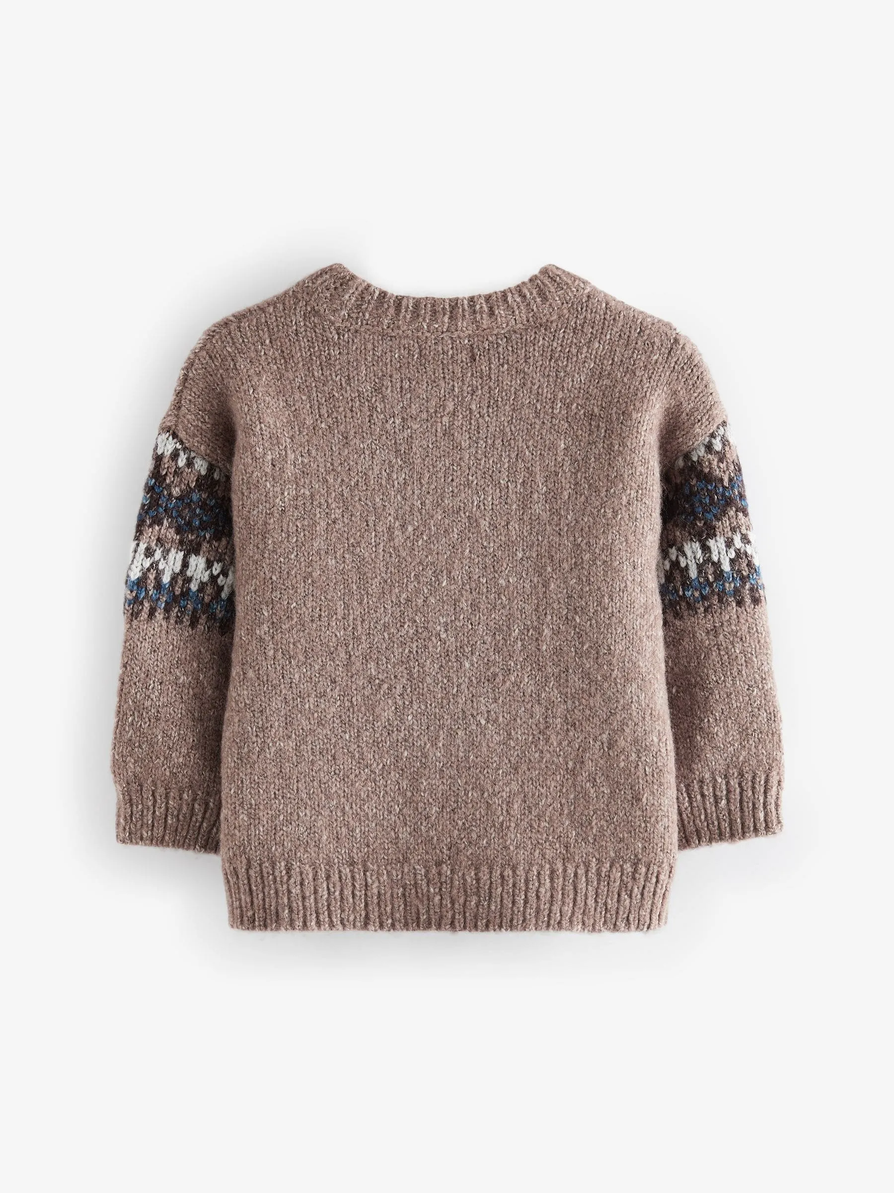 Neutral Fairisle Fairisle Pattern Crew Neck Knitted Jumper (3mths-7yrs)