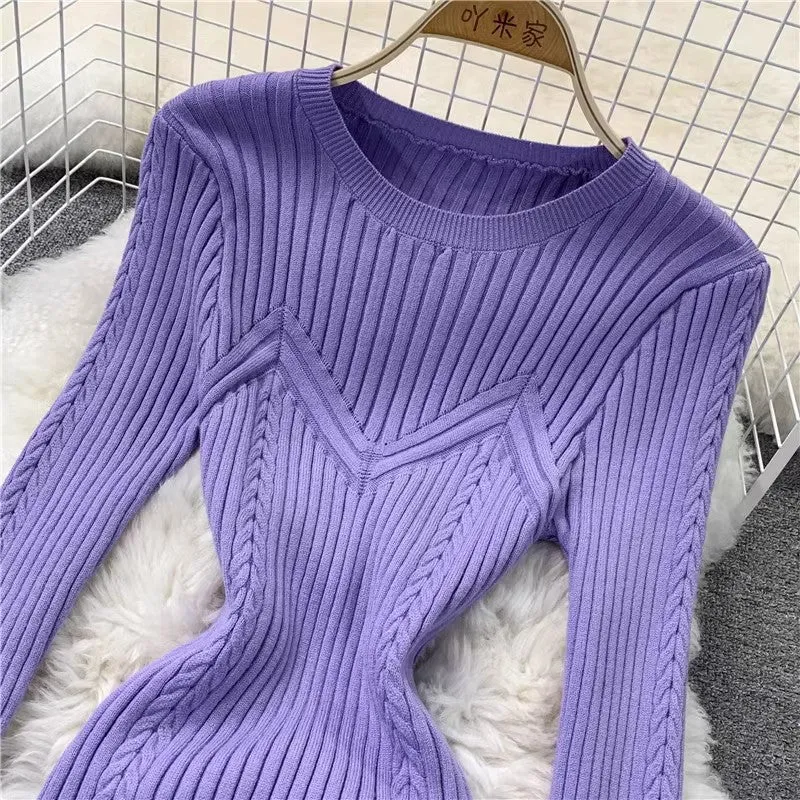 Pre Order:  Round Neck Tight Elastic Pleated Knitted Dress