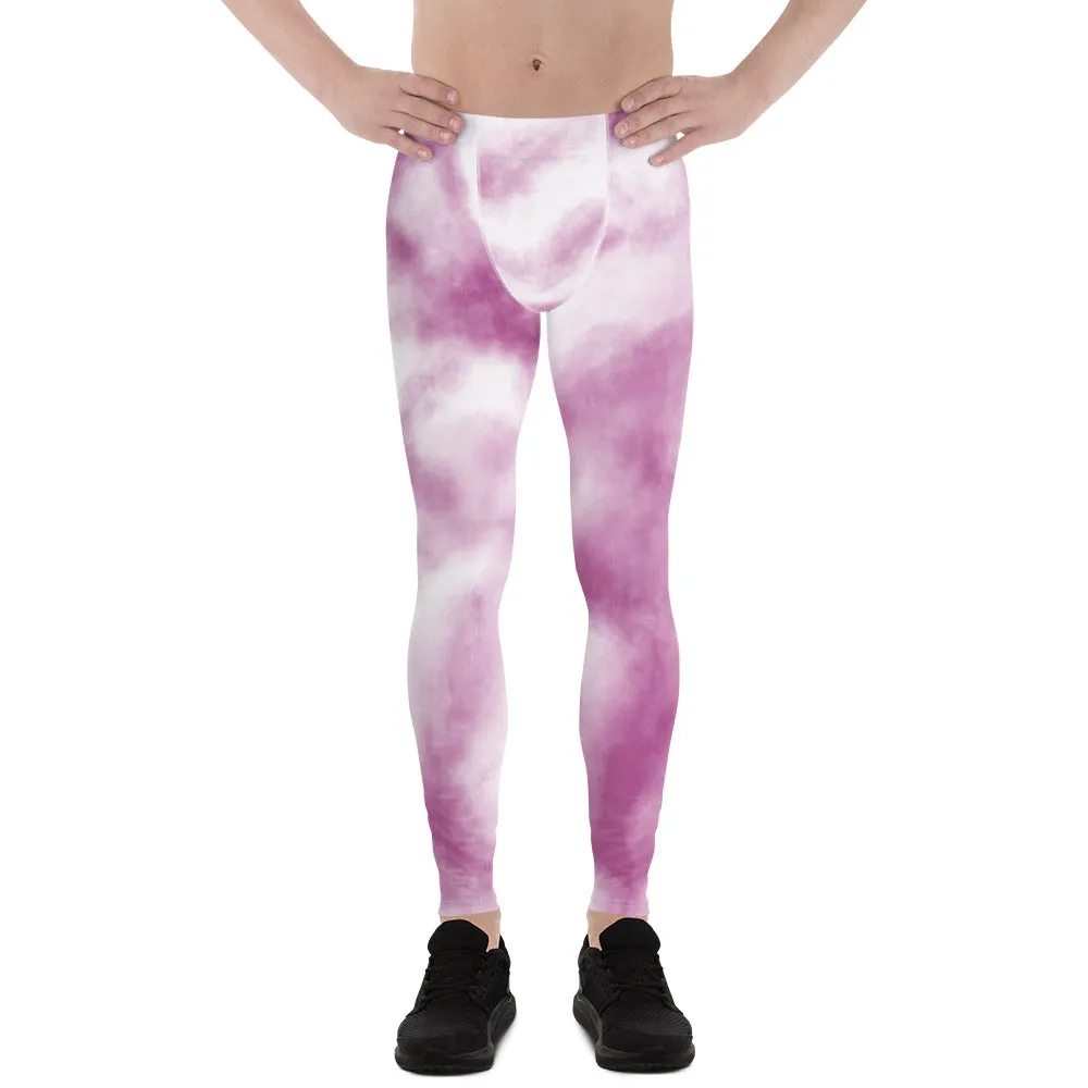 Purple Abstract Best Men's Leggings, Premium Abstract Running Rave Festival Meggings For Men-Made in USA/EU/MX