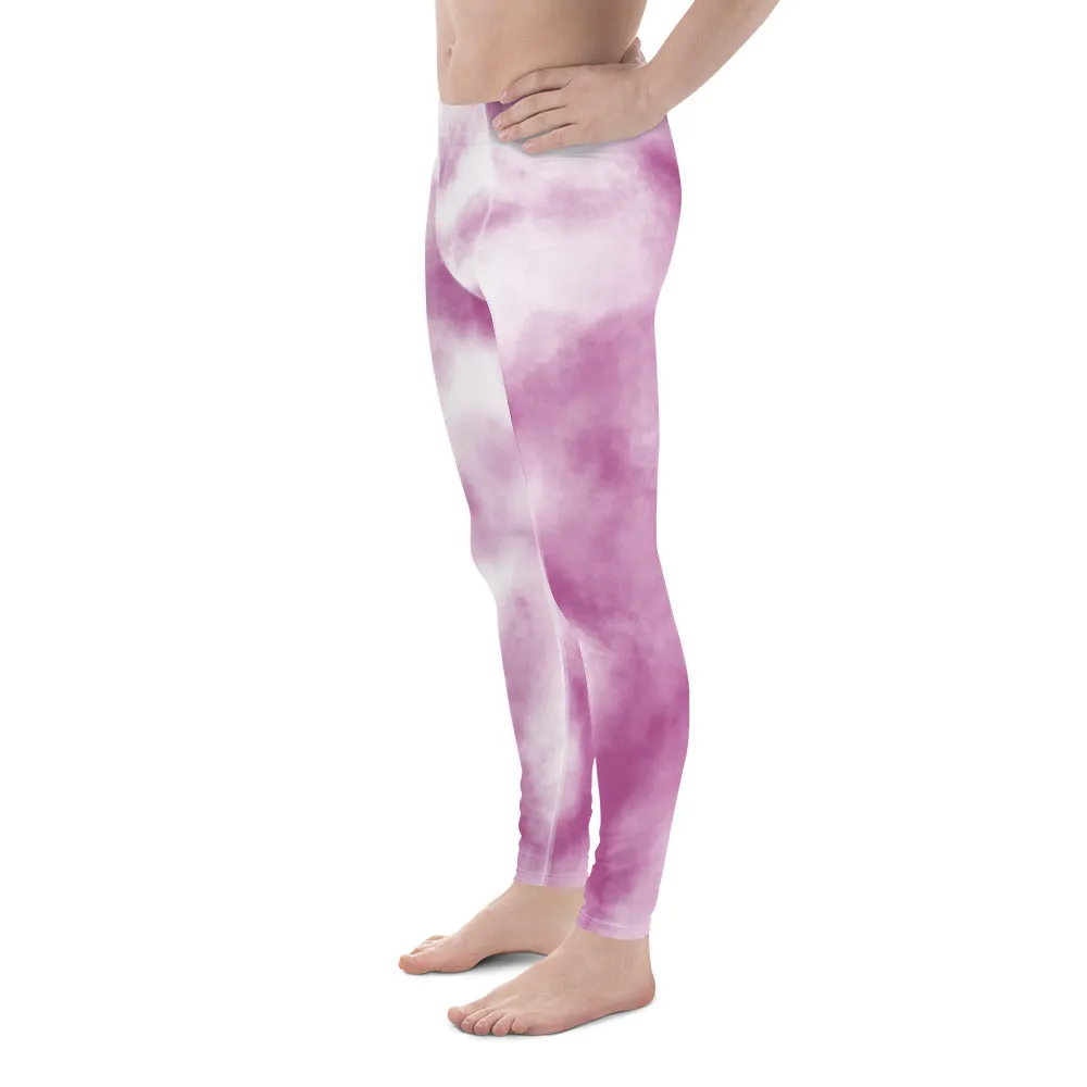 Purple Abstract Best Men's Leggings, Premium Abstract Running Rave Festival Meggings For Men-Made in USA/EU/MX