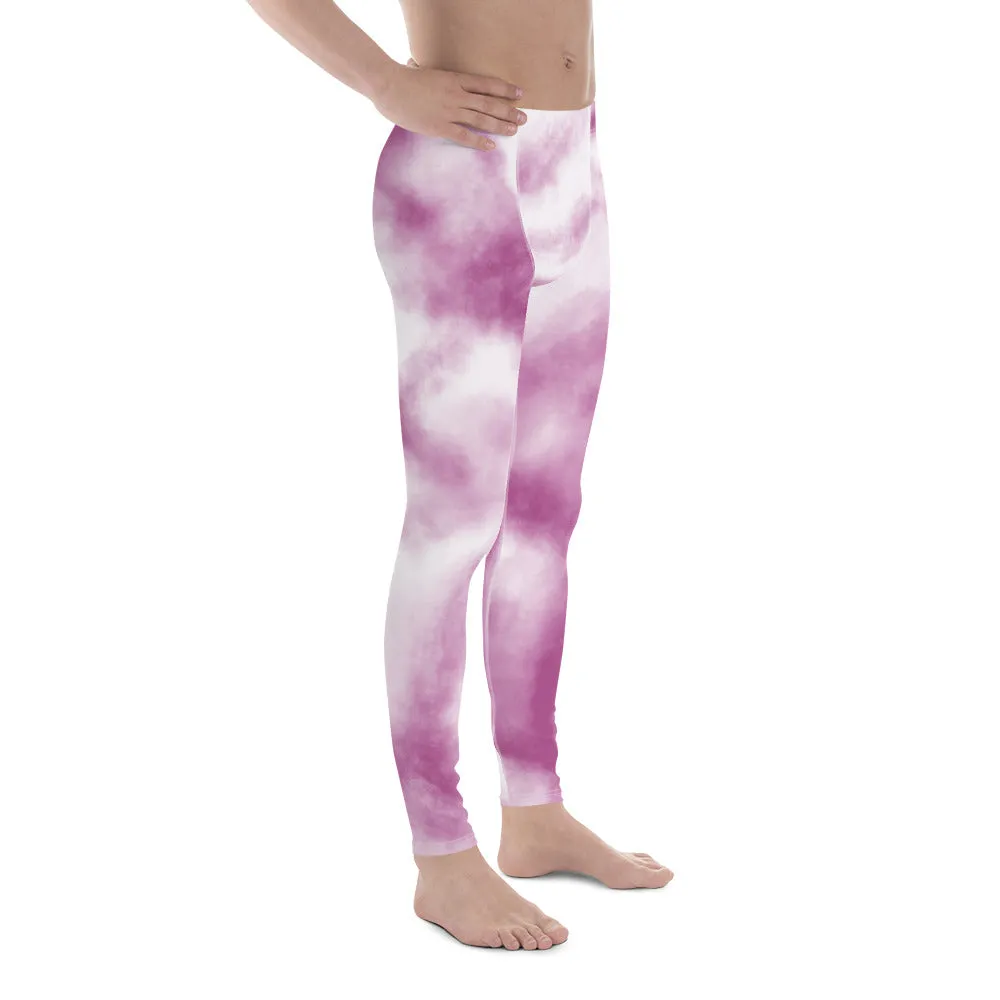 Purple Abstract Best Men's Leggings, Premium Abstract Running Rave Festival Meggings For Men-Made in USA/EU/MX