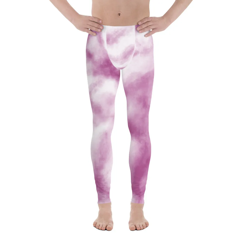 Purple Abstract Best Men's Leggings, Premium Abstract Running Rave Festival Meggings For Men-Made in USA/EU/MX