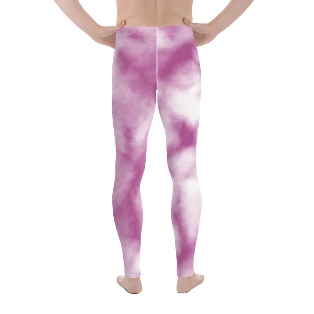 Purple Abstract Best Men's Leggings, Premium Abstract Running Rave Festival Meggings For Men-Made in USA/EU/MX