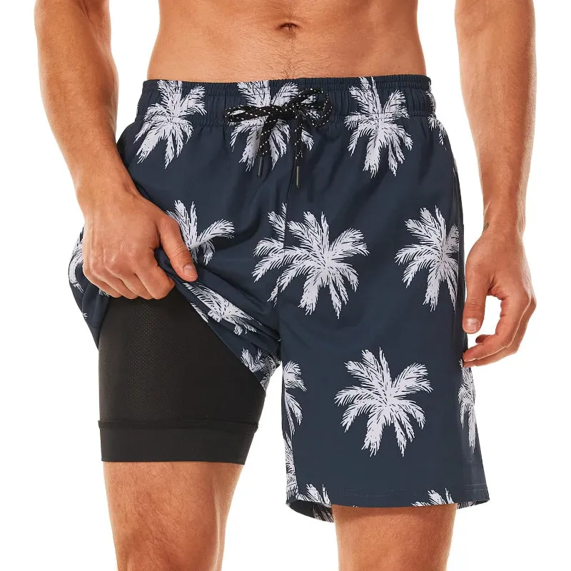 Quick Dry Printed Swim Shorts With Pockets