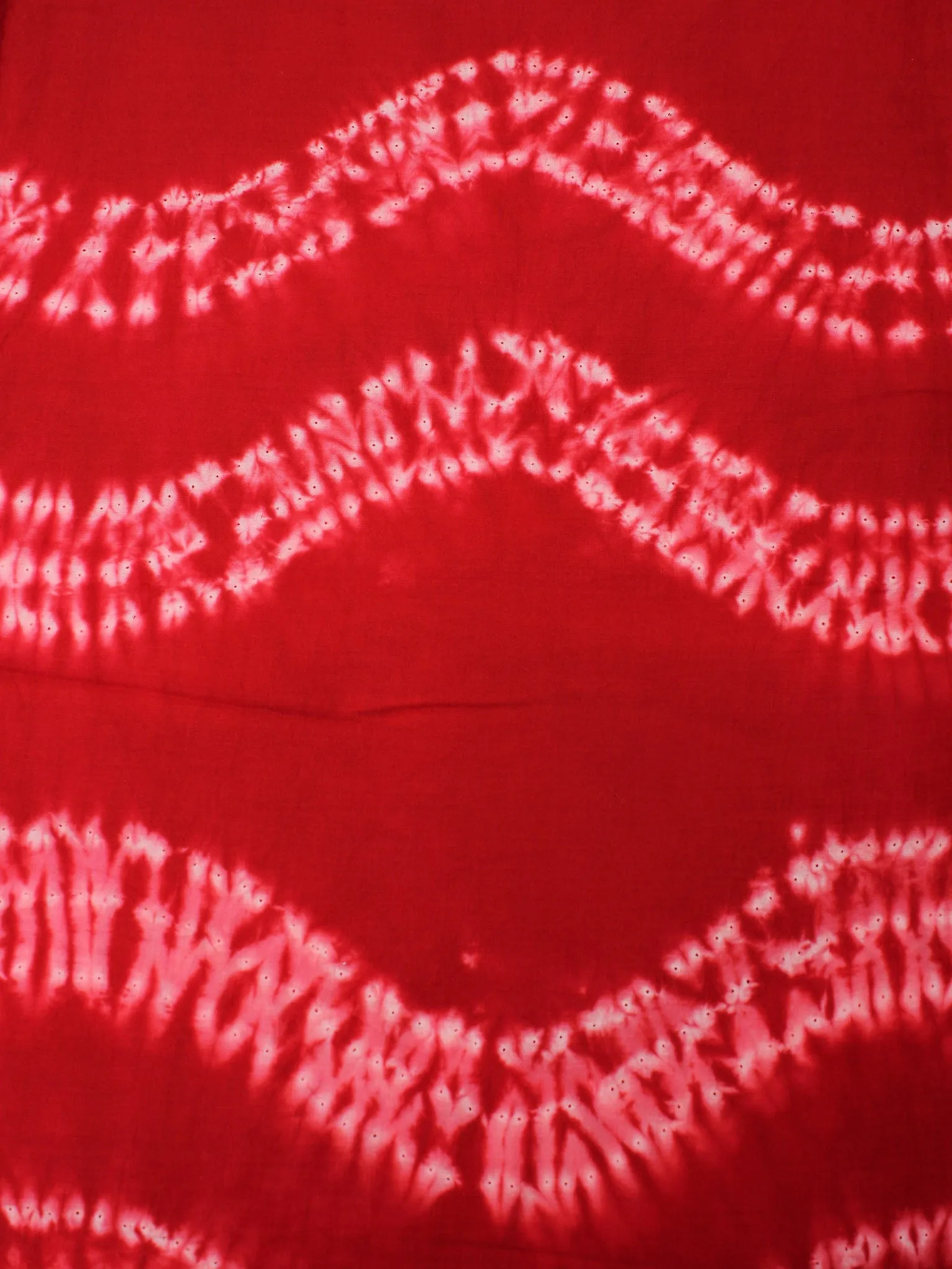 Red Ivory Hand Shibori Dyed Cotton Fabric Per Meter - F0916273