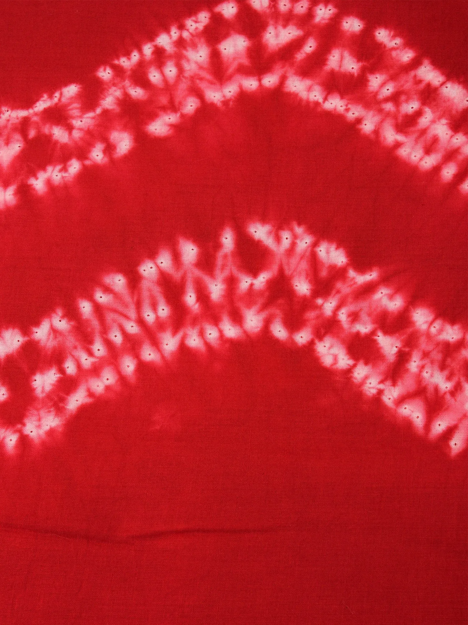 Red Ivory Hand Shibori Dyed Cotton Fabric Per Meter - F0916273